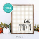Free Printable Hello Pumpkin Modern Farmhouse Fall Wall Art Decor Download - Printjoy