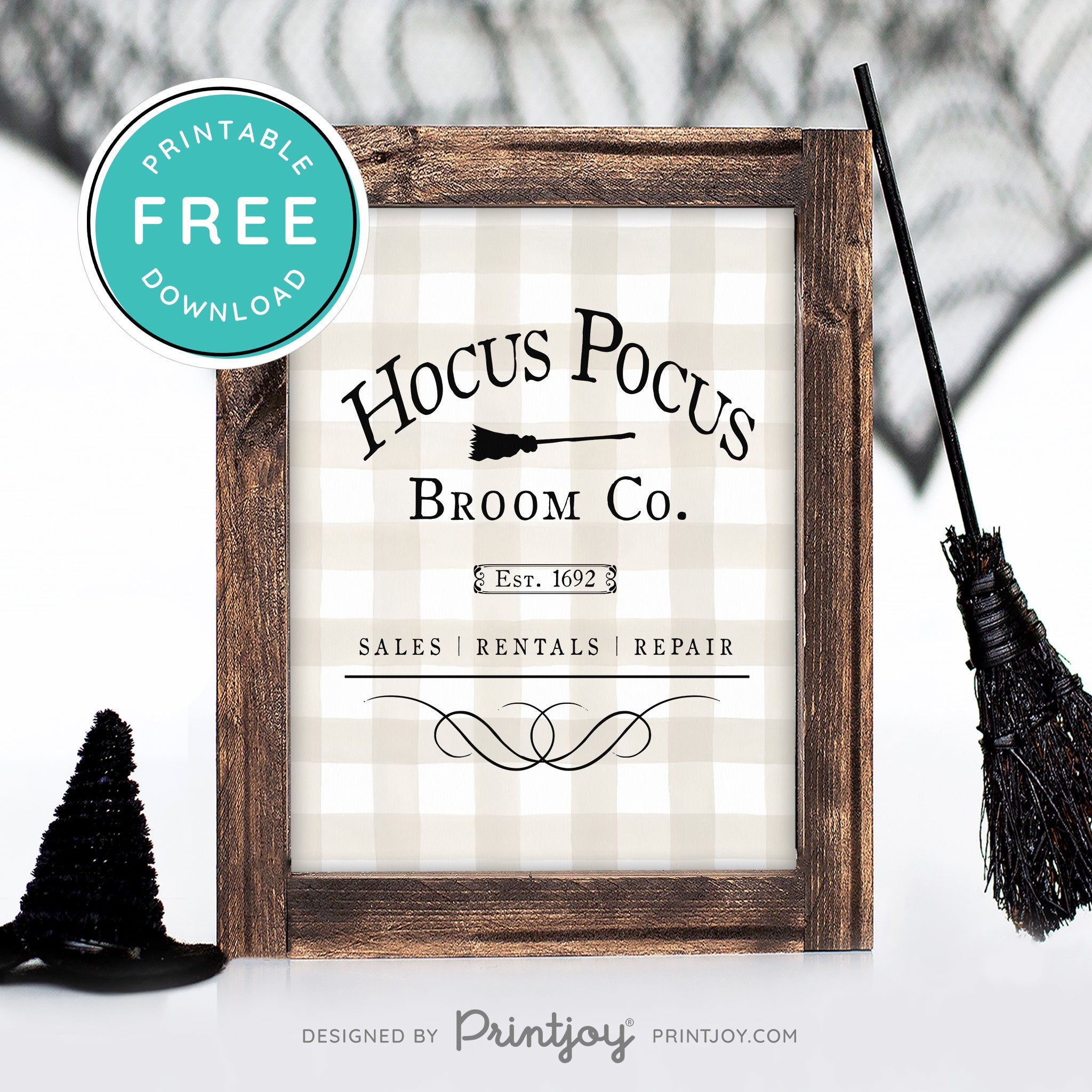 Free Printable Hocus Pocus Broom Co Halloween Wall Art Decor Download - Printjoy