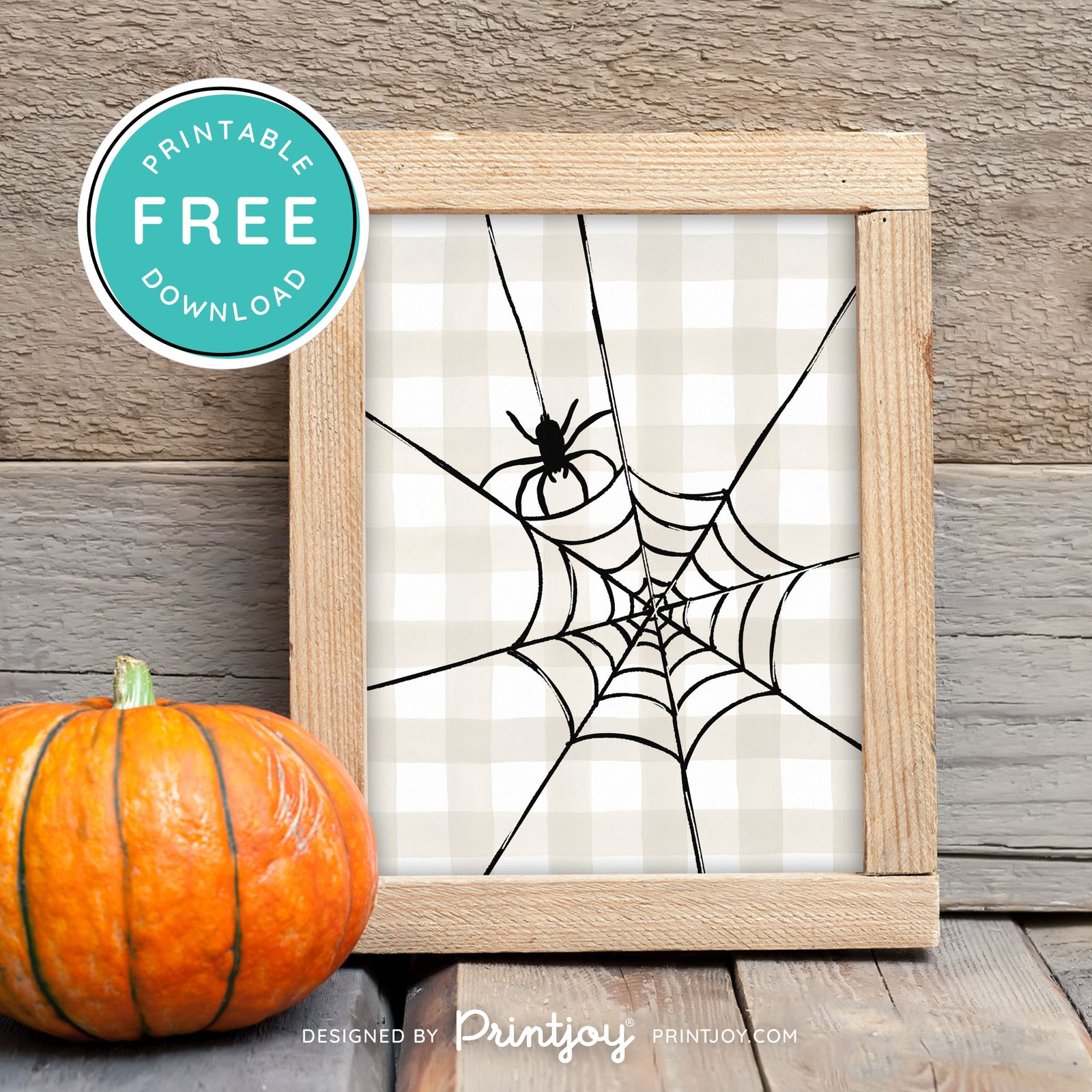 Free Printable Creepy Spider Web Halloween Wall Art Decor Download