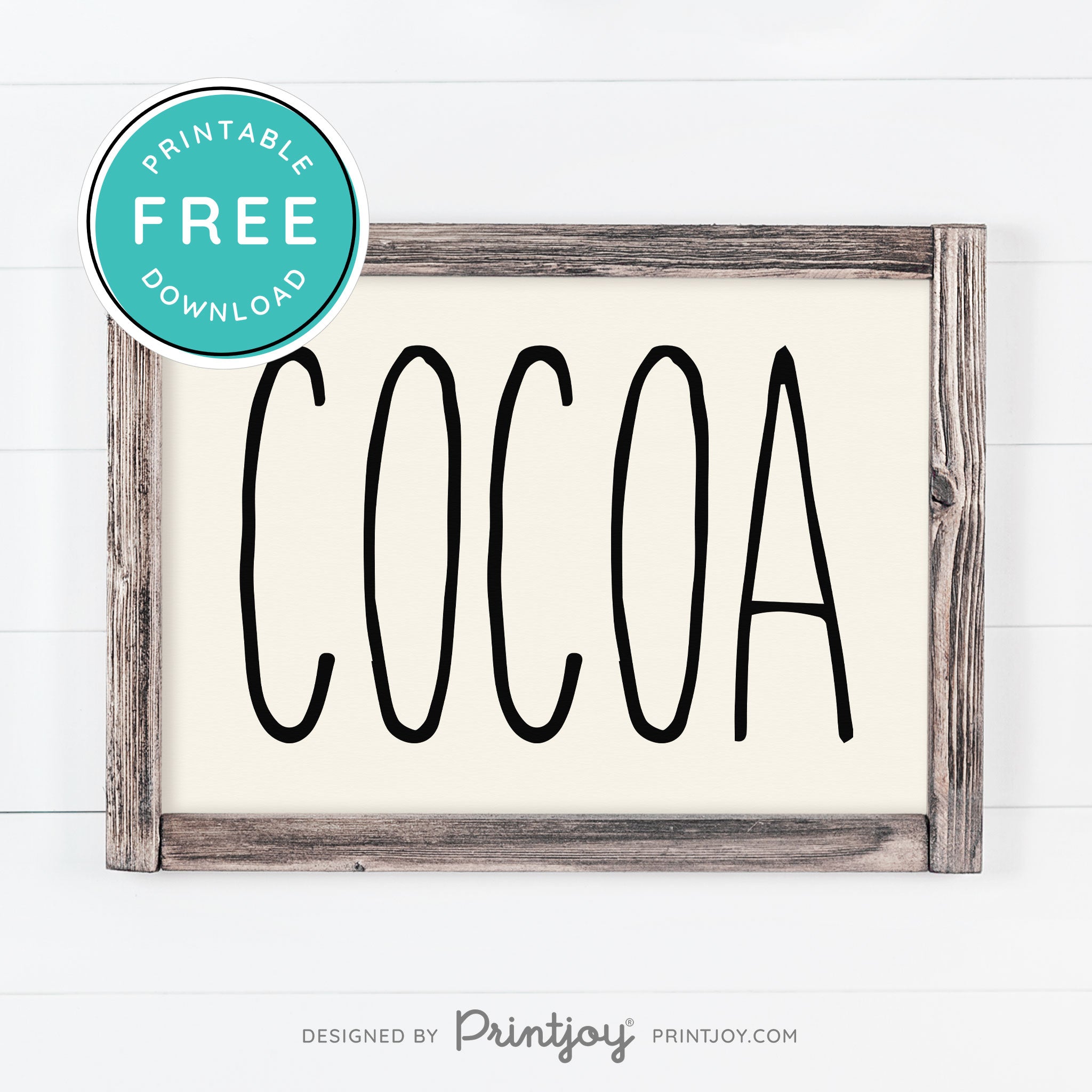 Free Printable Cocoa Farmhouse Christmas Winter Wall Art Decor Download - Printjoy