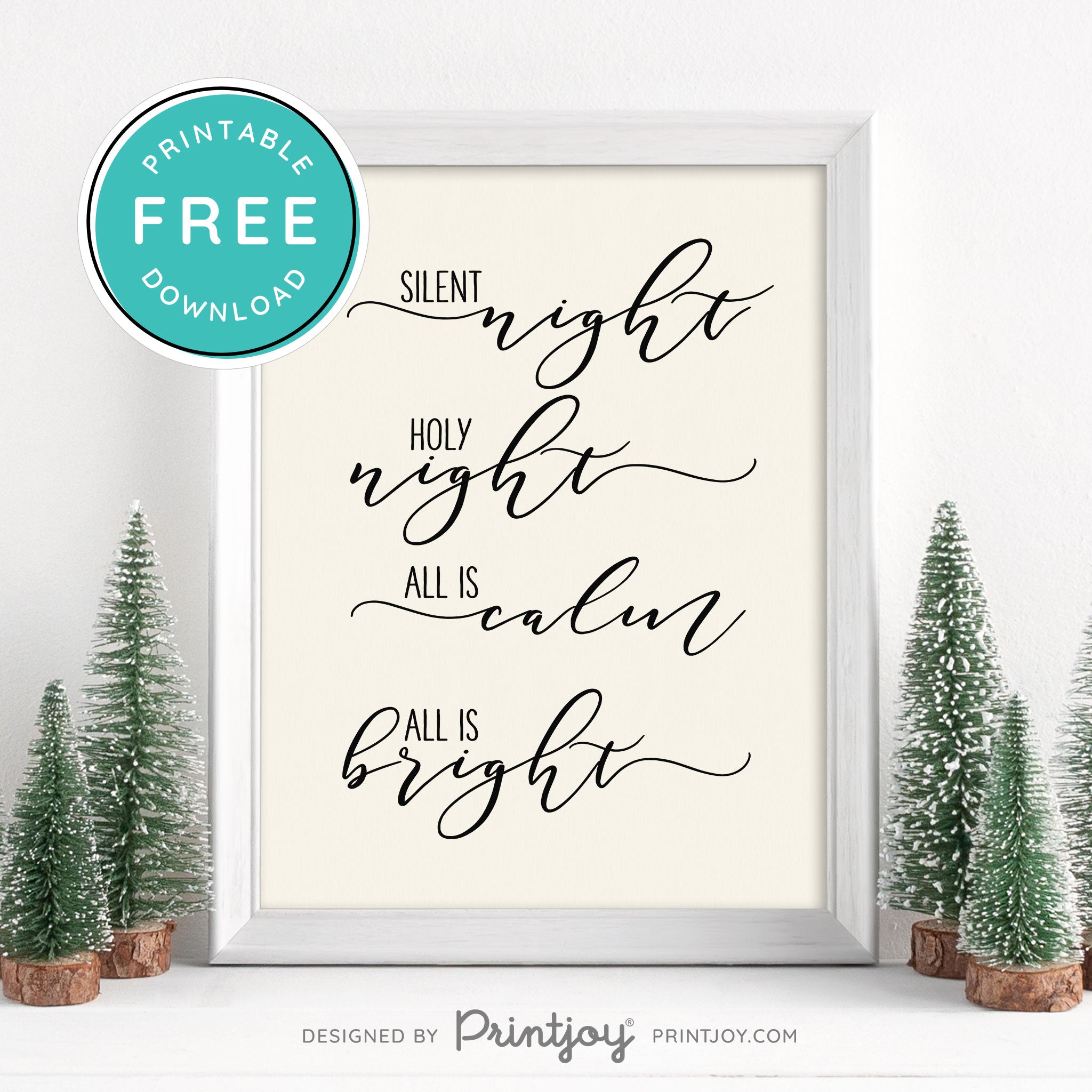 Free Printable Silent Night Holy Night Christmas Wall Art Decor Download - Printjoy