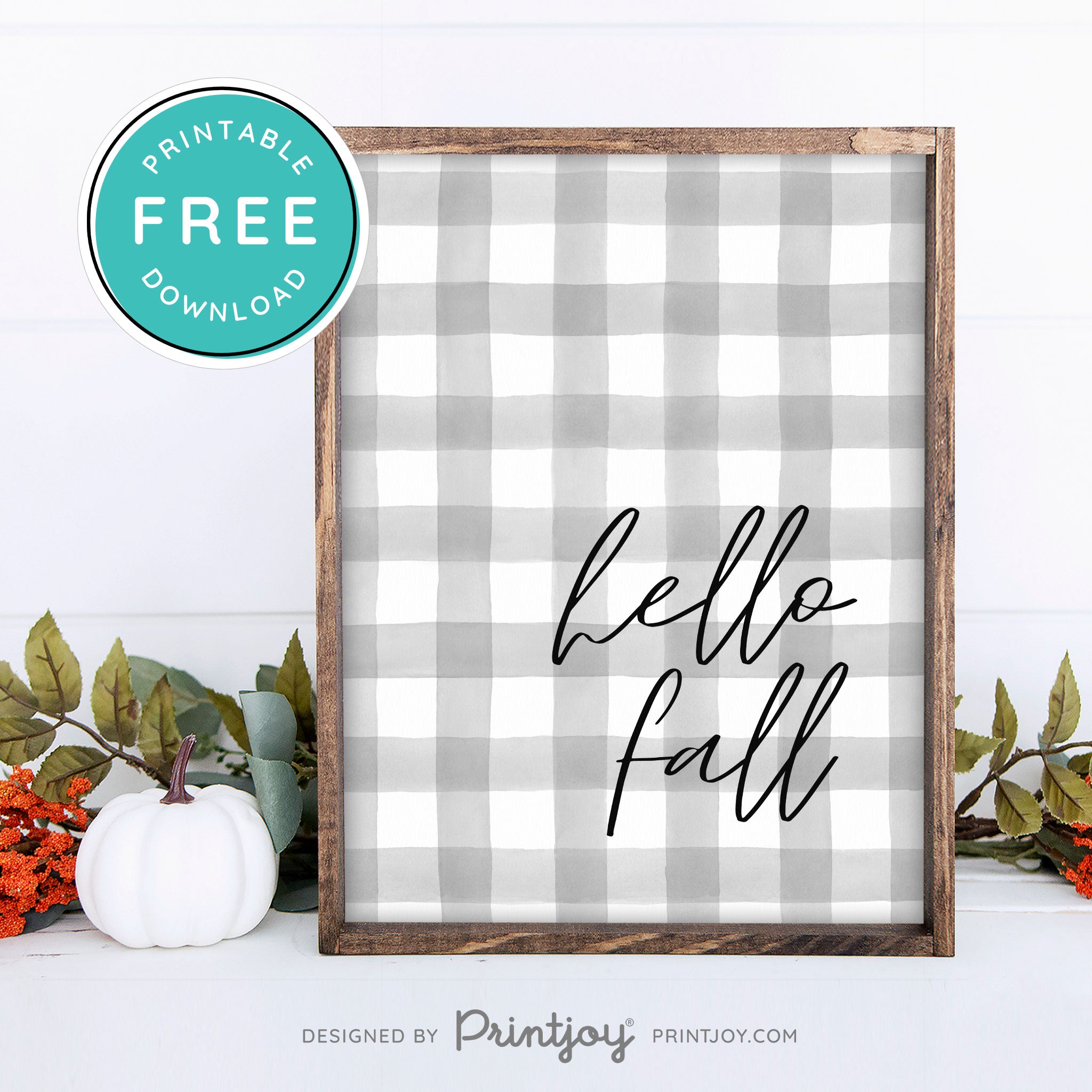 Free Printable Hello Fall Modern Farmhouse Wall Art Decor Download - Printjoy