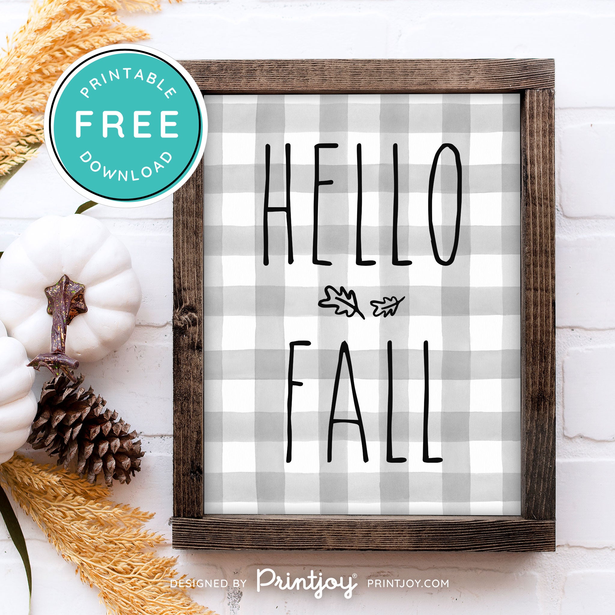 Free Printable Hello Fall Modern Farmhouse Autumn Wall Art Decor Download - Printjoy