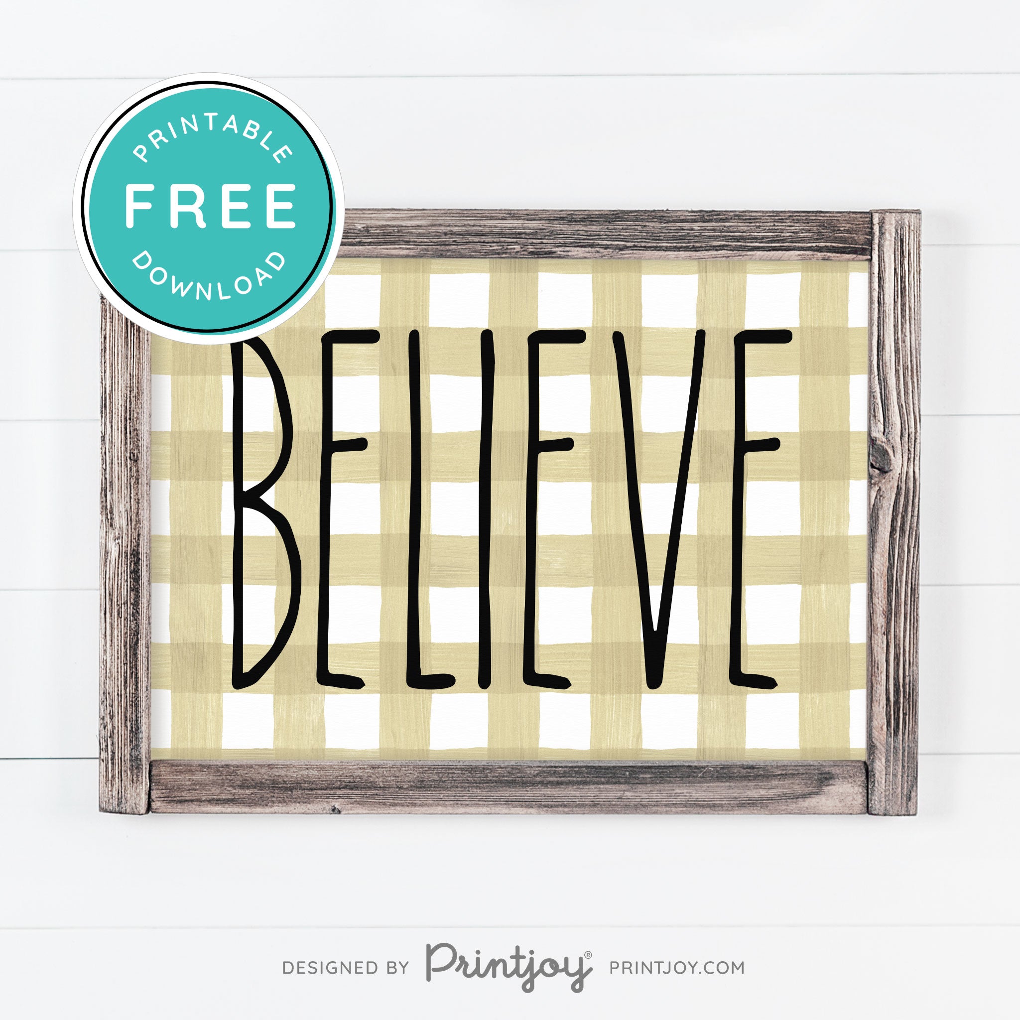 Free Printable Believe Farmhouse Christmas Winter Wall Art Decor Download - Printjoy