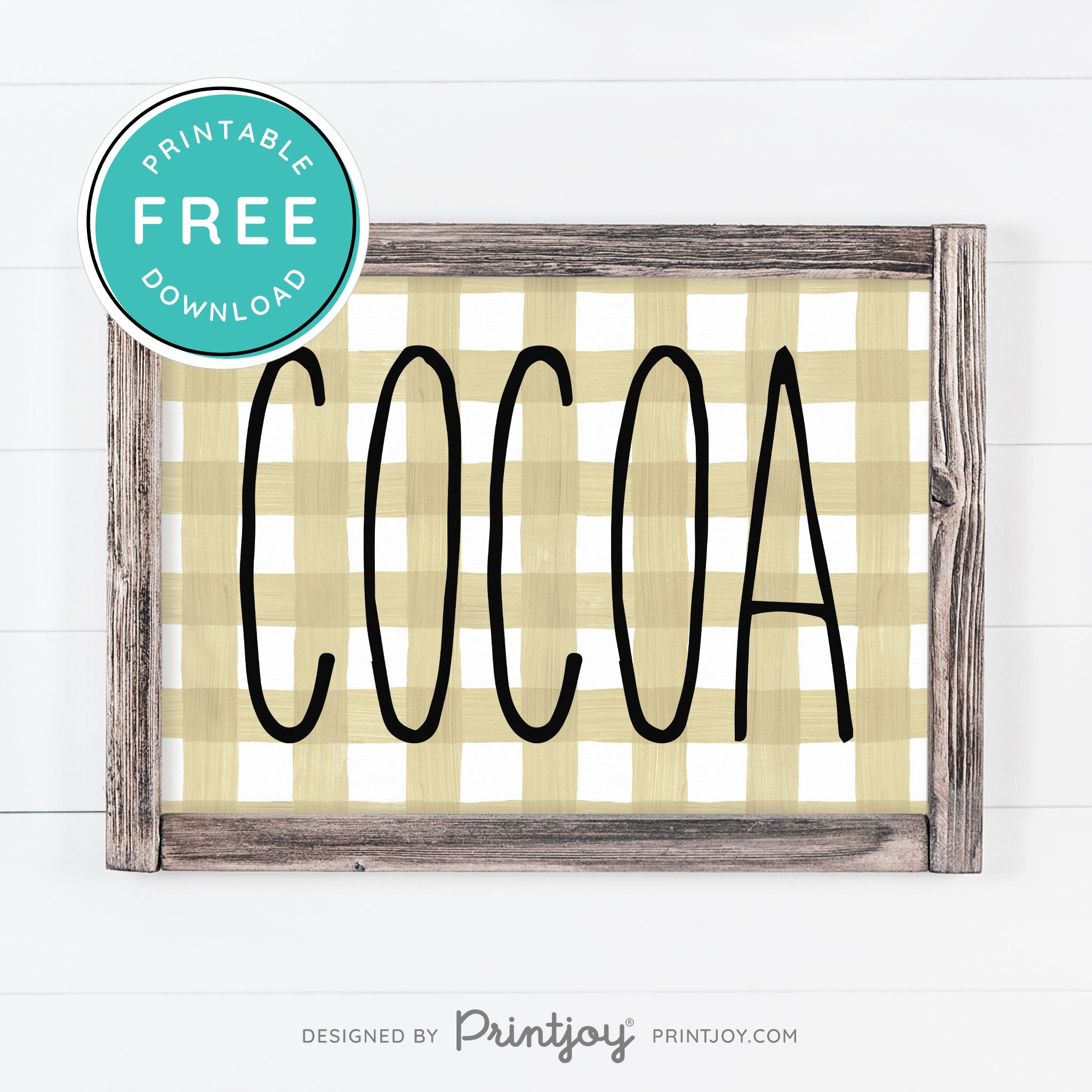 Free Printable Cocoa Farmhouse Christmas Winter Wall Art Decor Download - Printjoy