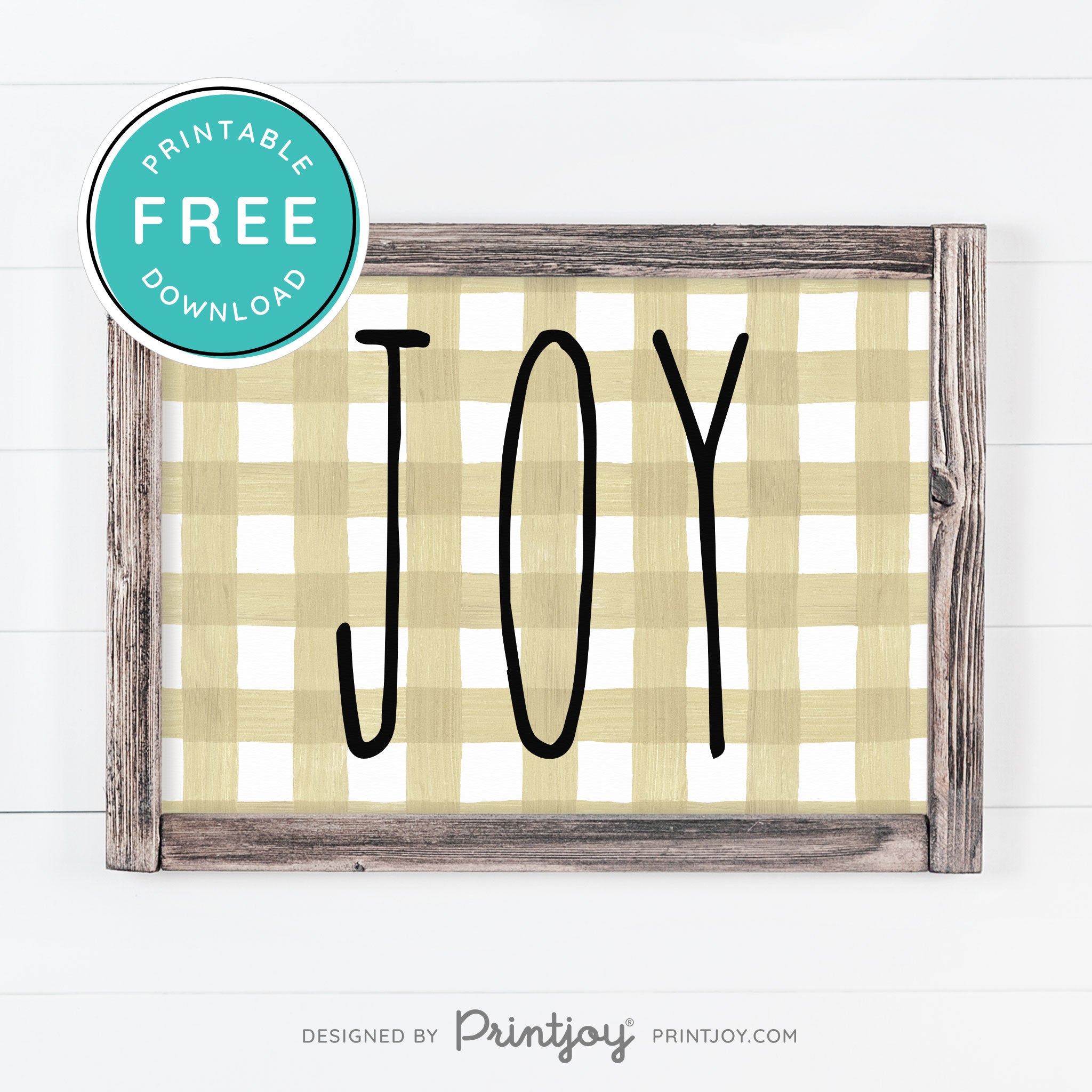 Free Printable Joy Farmhouse Sign Winter Wall Art Decor Download - Printjoy