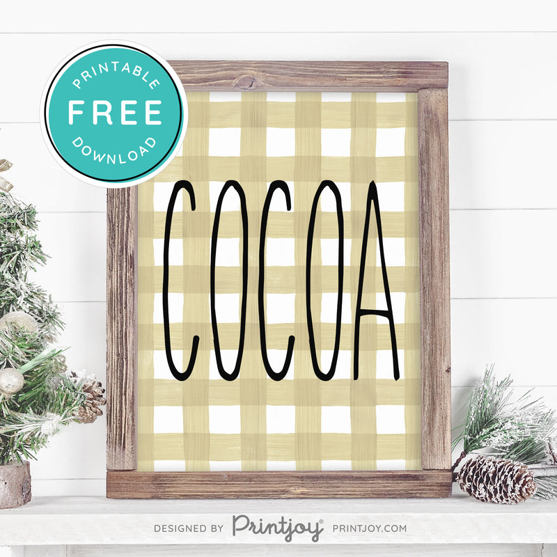 Free Printable Cocoa Farmhouse Christmas Winter Wall Art Decor Download - Printjoy