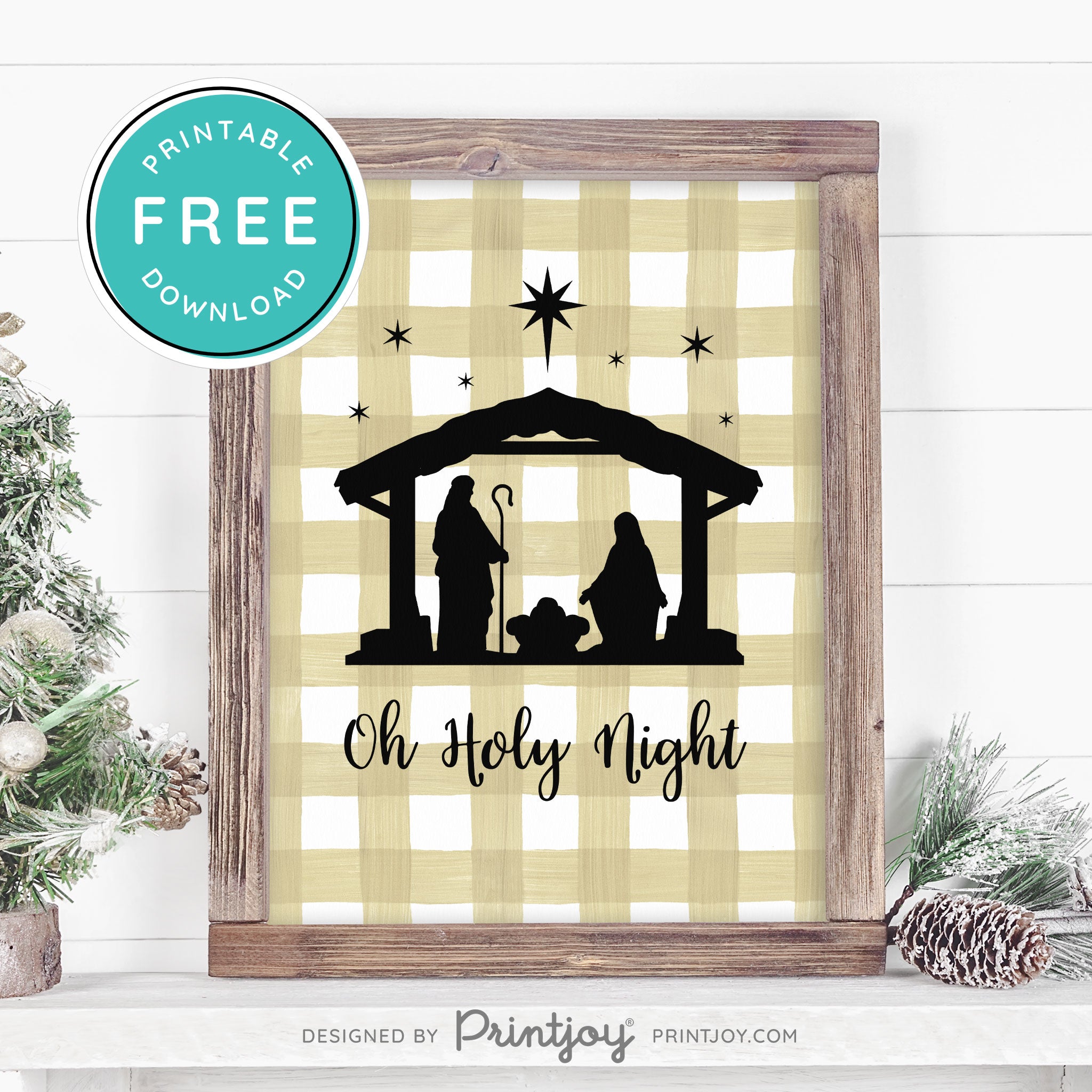 Free Printable Oh Holy Night Nativity Scene Christmas Wall Art Decor Download - Printjoy