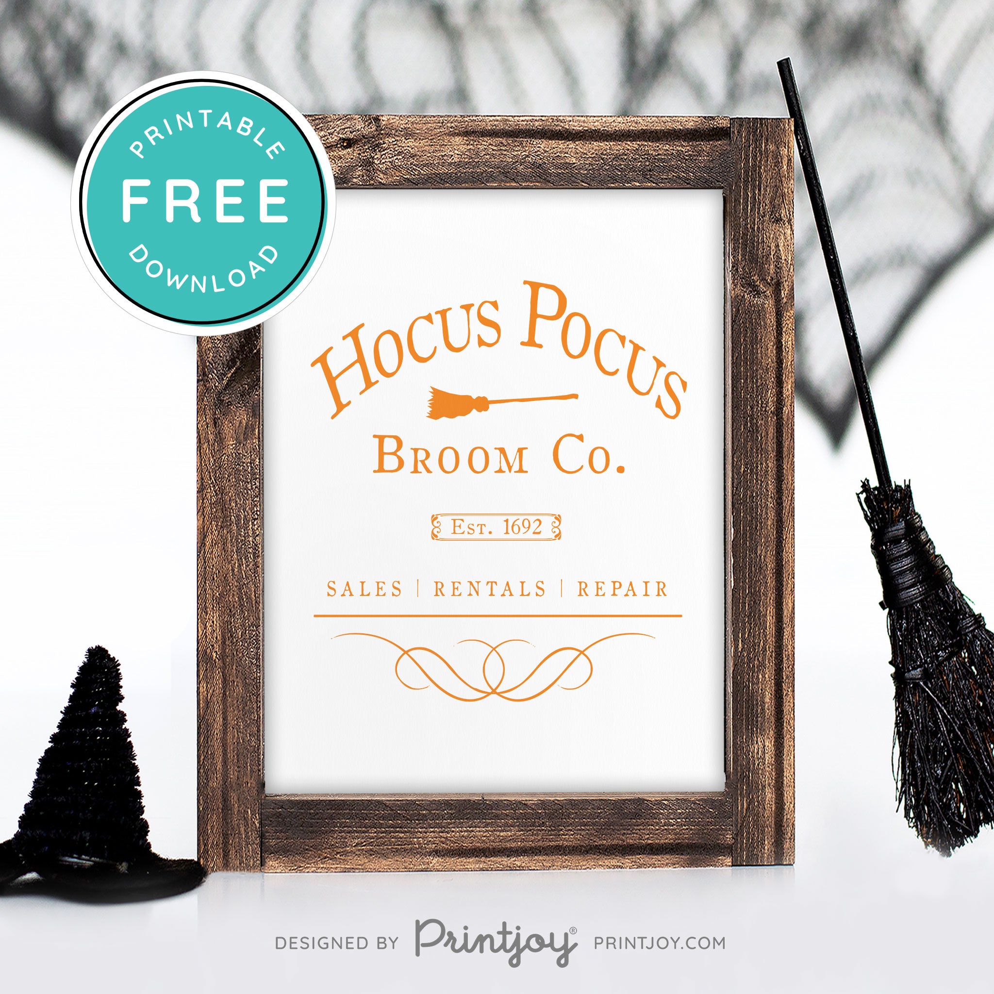 Free Printable Hocus Pocus Broom Co Halloween Wall Art Decor Download - Printjoy