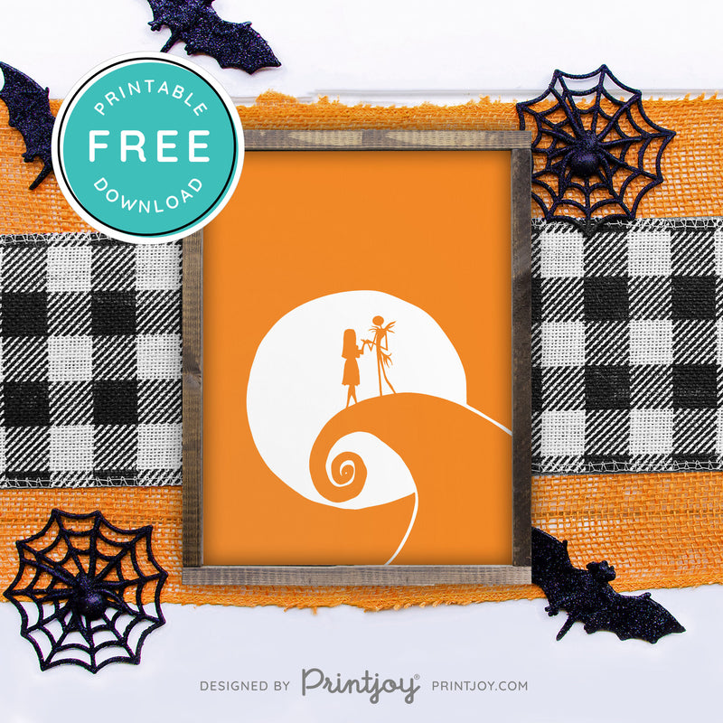Free Printable Jack And Sally Nightmare Halloween Wall Art Decor Download - Printjoy