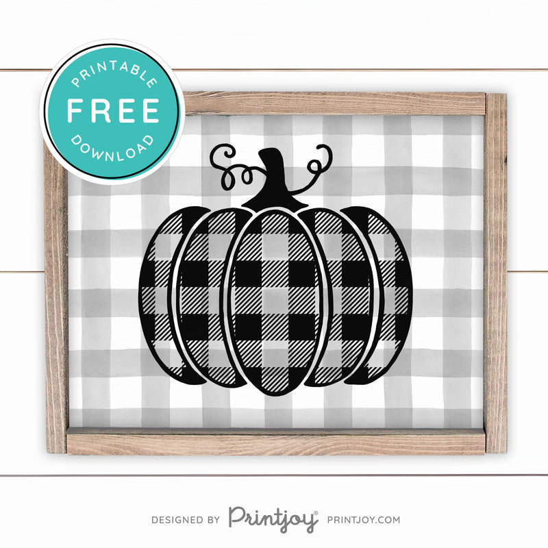 Free Printable Plaid Pumpkin Fall Wall Art Decor Download