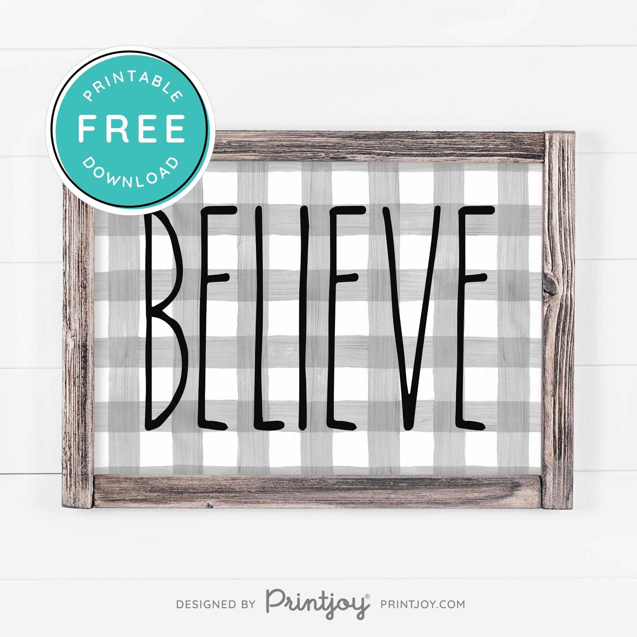 Free Printable Believe Farmhouse Christmas Winter Wall Art Decor Download - Printjoy