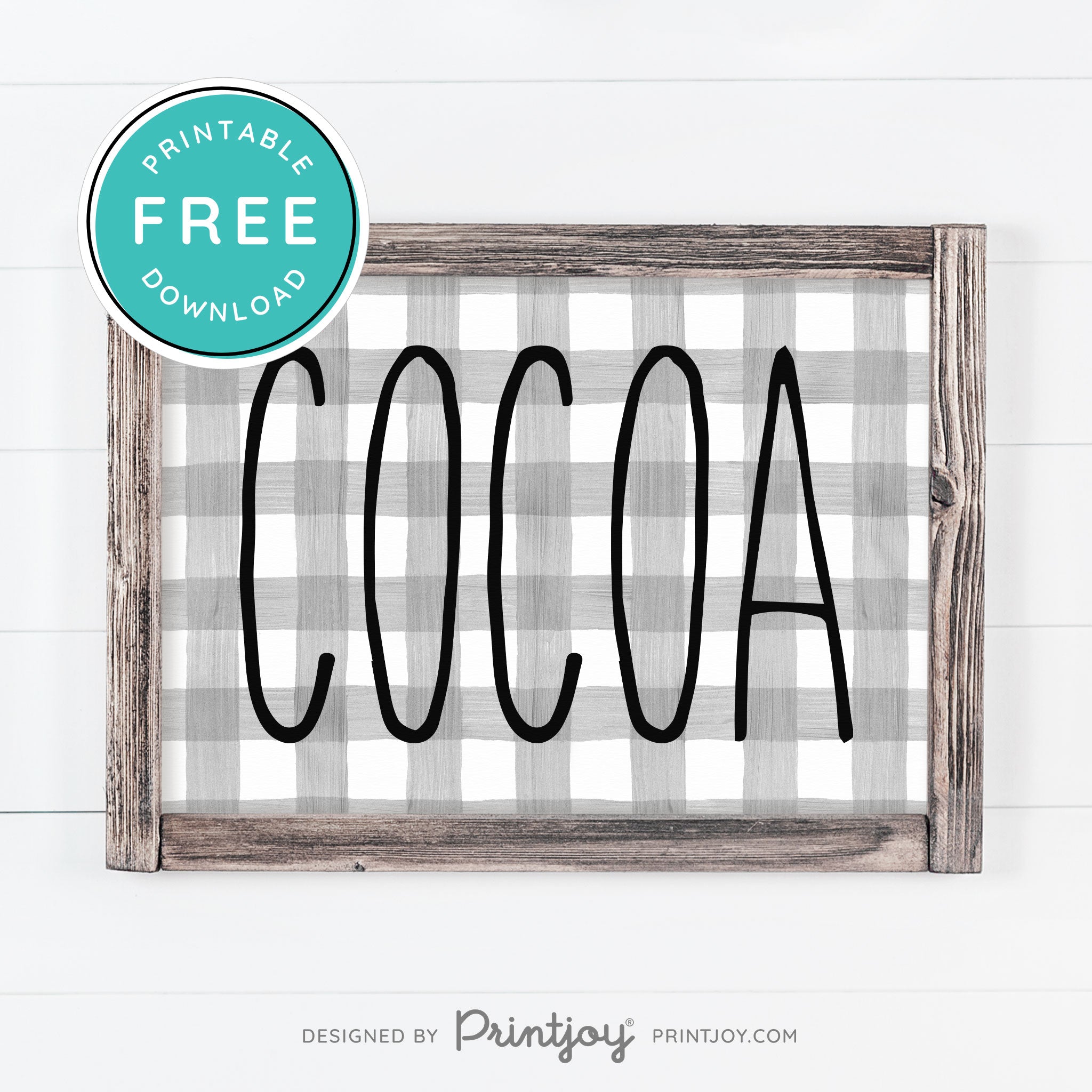 Free Printable Cocoa Farmhouse Christmas Winter Wall Art Decor Download - Printjoy