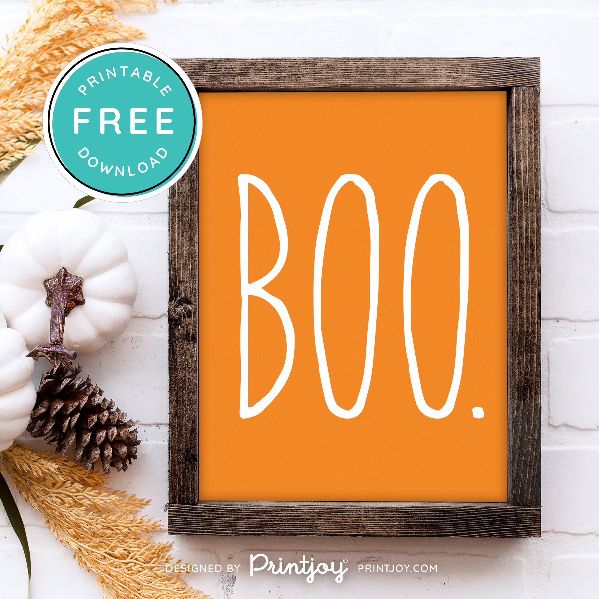 Free Printable Boo Modern Farmhouse Halloween Wall Art Decor Download - Printjoy