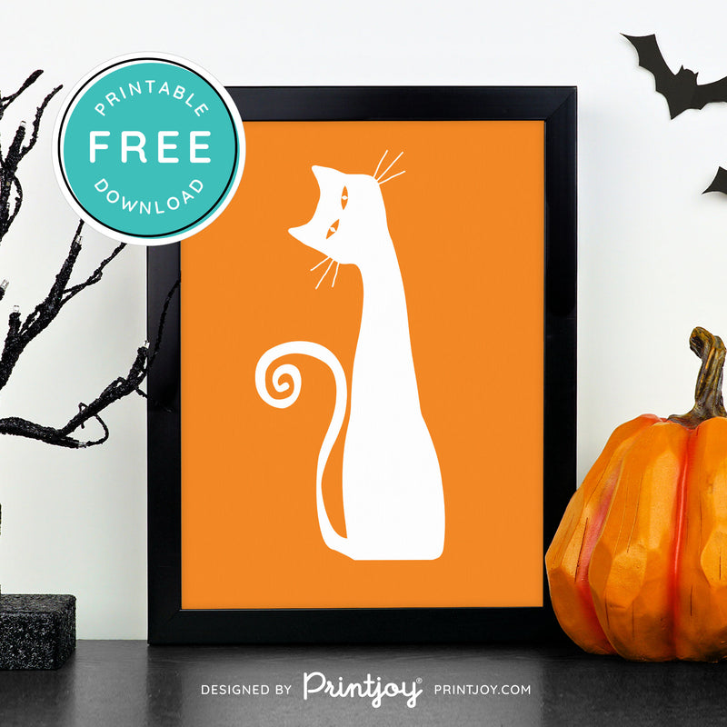 Free Printable Creepy Cat Halloween Wall Art Decor Download - Printjoy