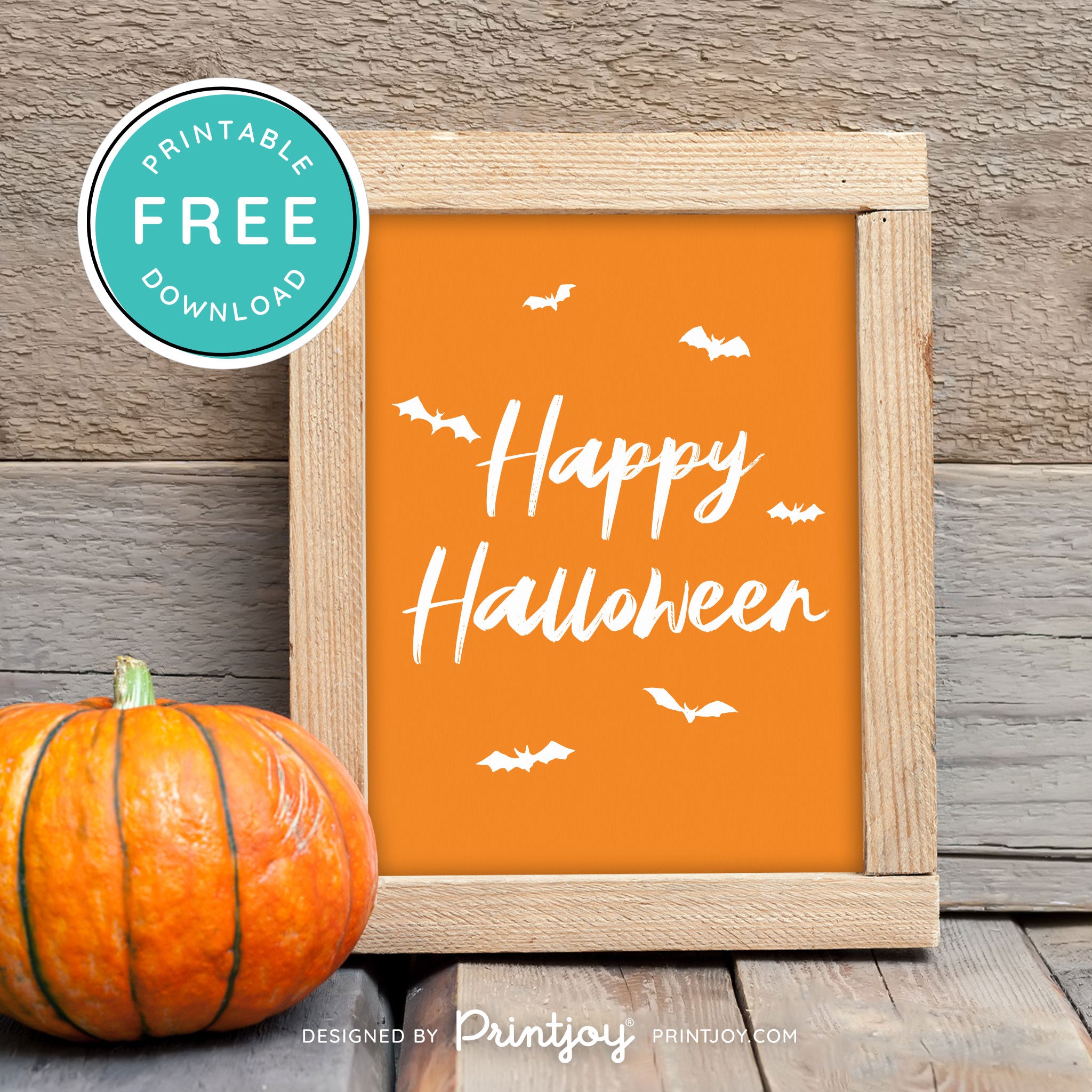 Free Printable Happy Halloween Bats Wall Art Decor Download - Printjoy