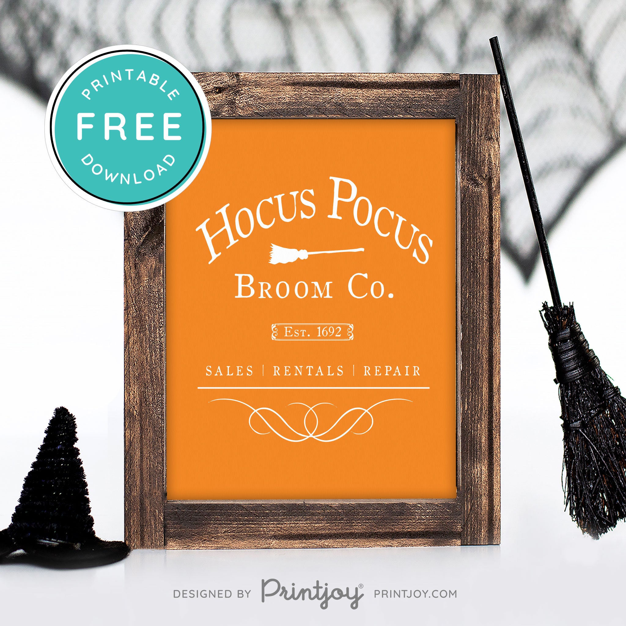 Free Printable Hocus Pocus Broom Co Halloween Wall Art Decor Download - Printjoy