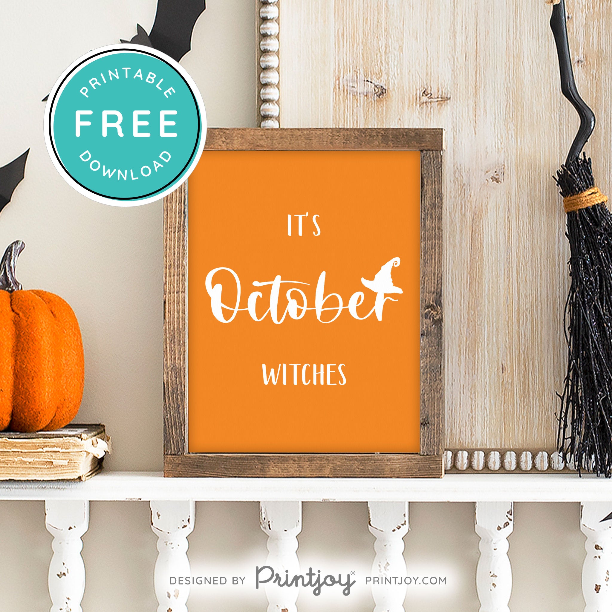 Free Printable It's October Witches Halloween Wall Art Decor Download - Printjoy