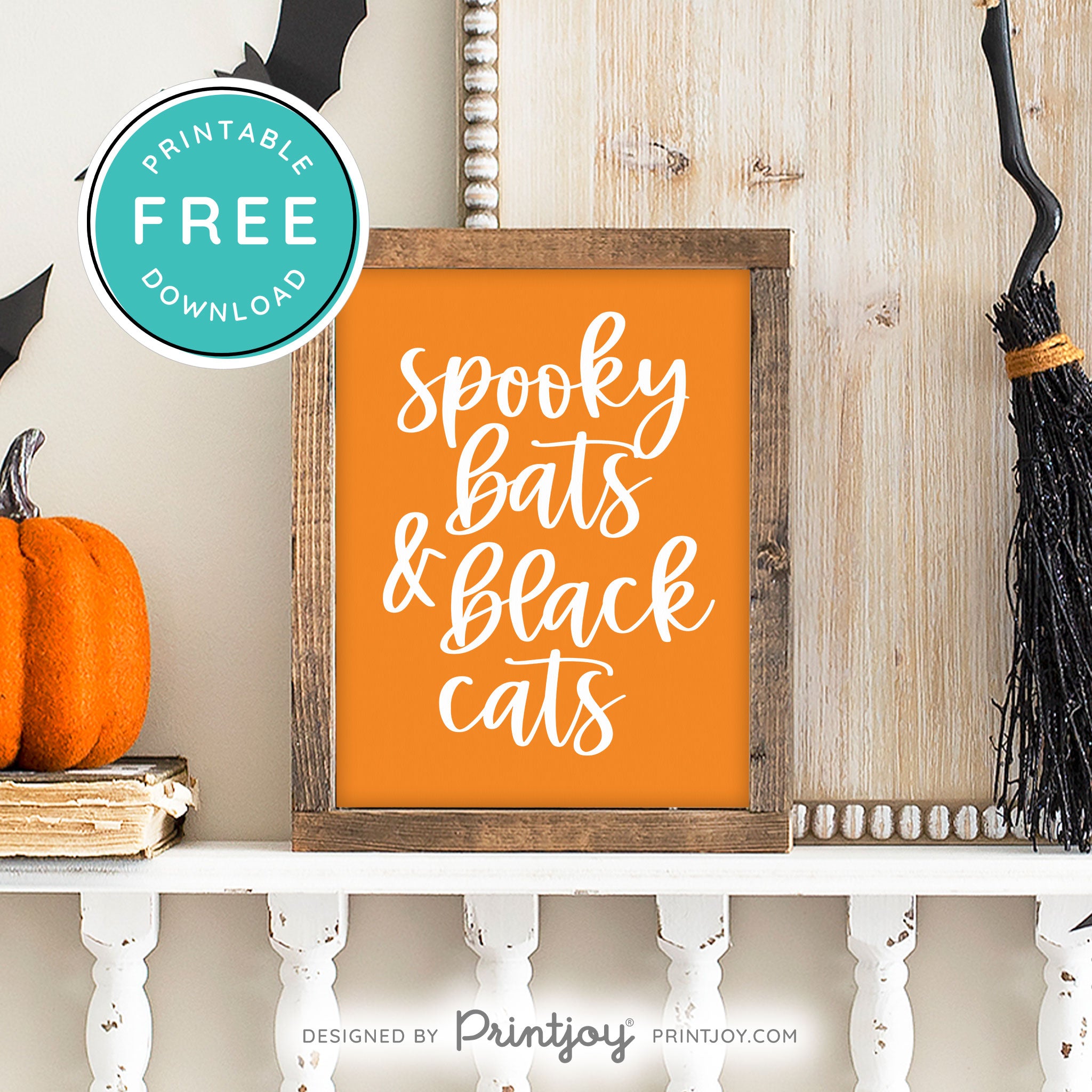 Free Printable Spooky Bats And Black Cats Halloween Wall Art Decor Download - Printjoy