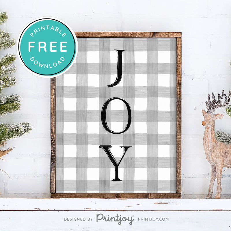 Free Printable Joy Farmhouse Christmas Winter Wall Art Decor Download - Printjoy