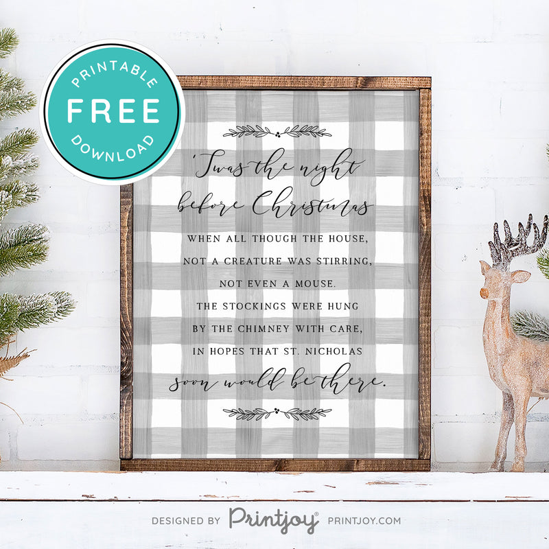 Free Printable Twas The Night Before Christmas Winter Wall Art Decor Download - Printjoy