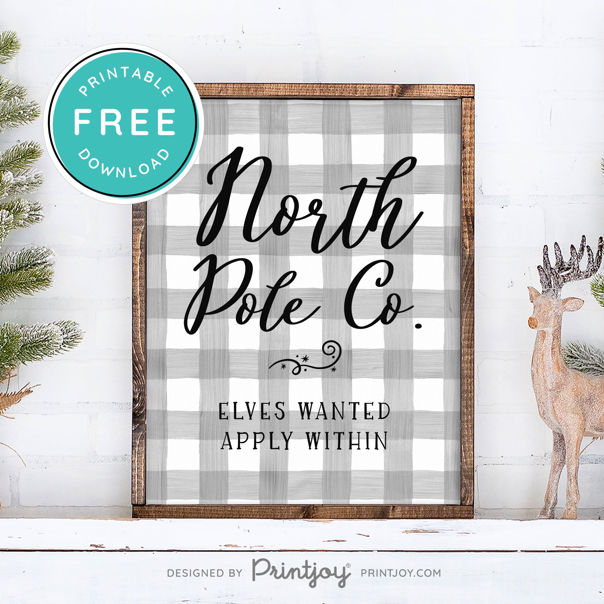 Free Printable North Pole Co Elves Wanted Christmas Wall Art Decor Download - Printjoy