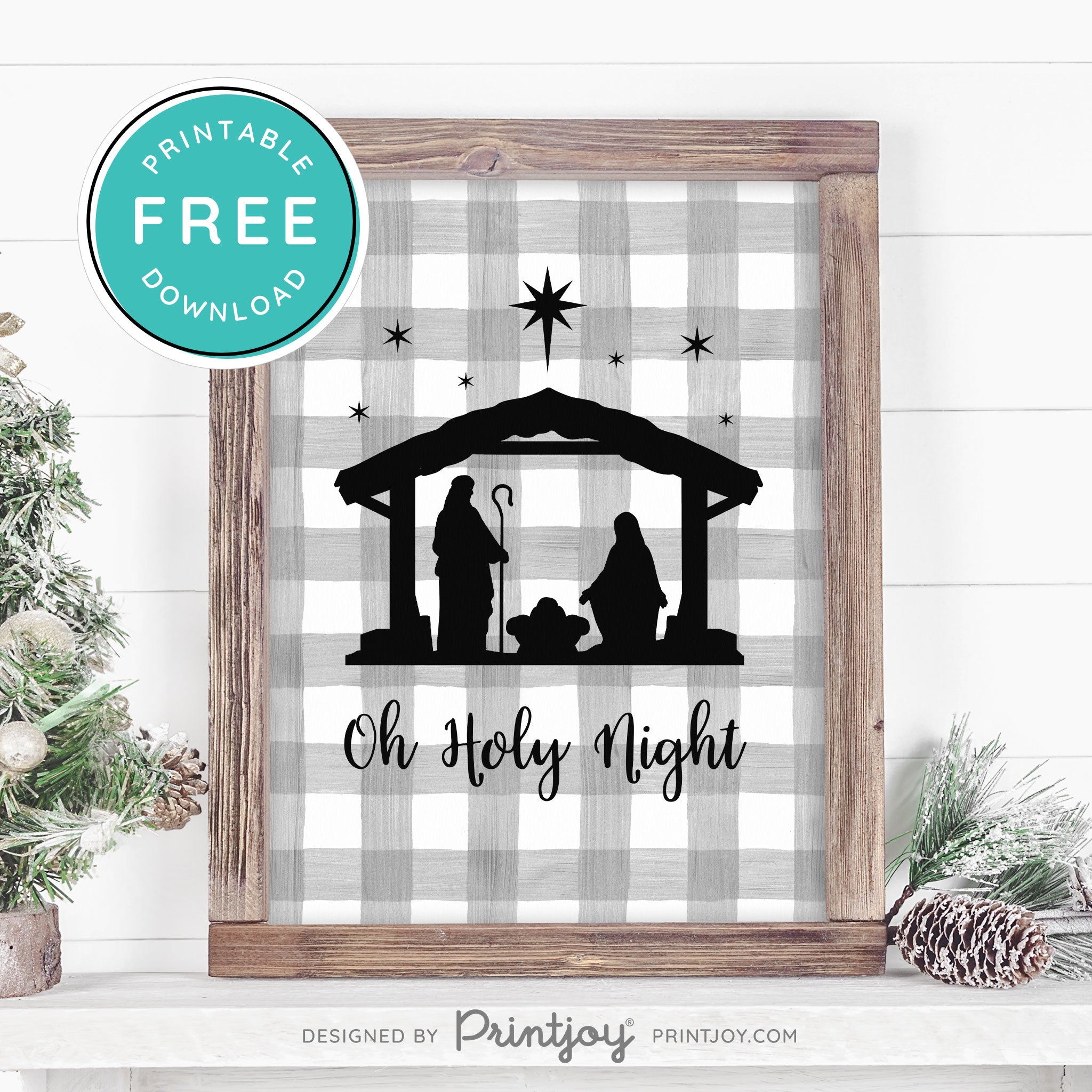 Free Printable Oh Holy Night Nativity Scene Christmas Wall Art Decor Download - Printjoy