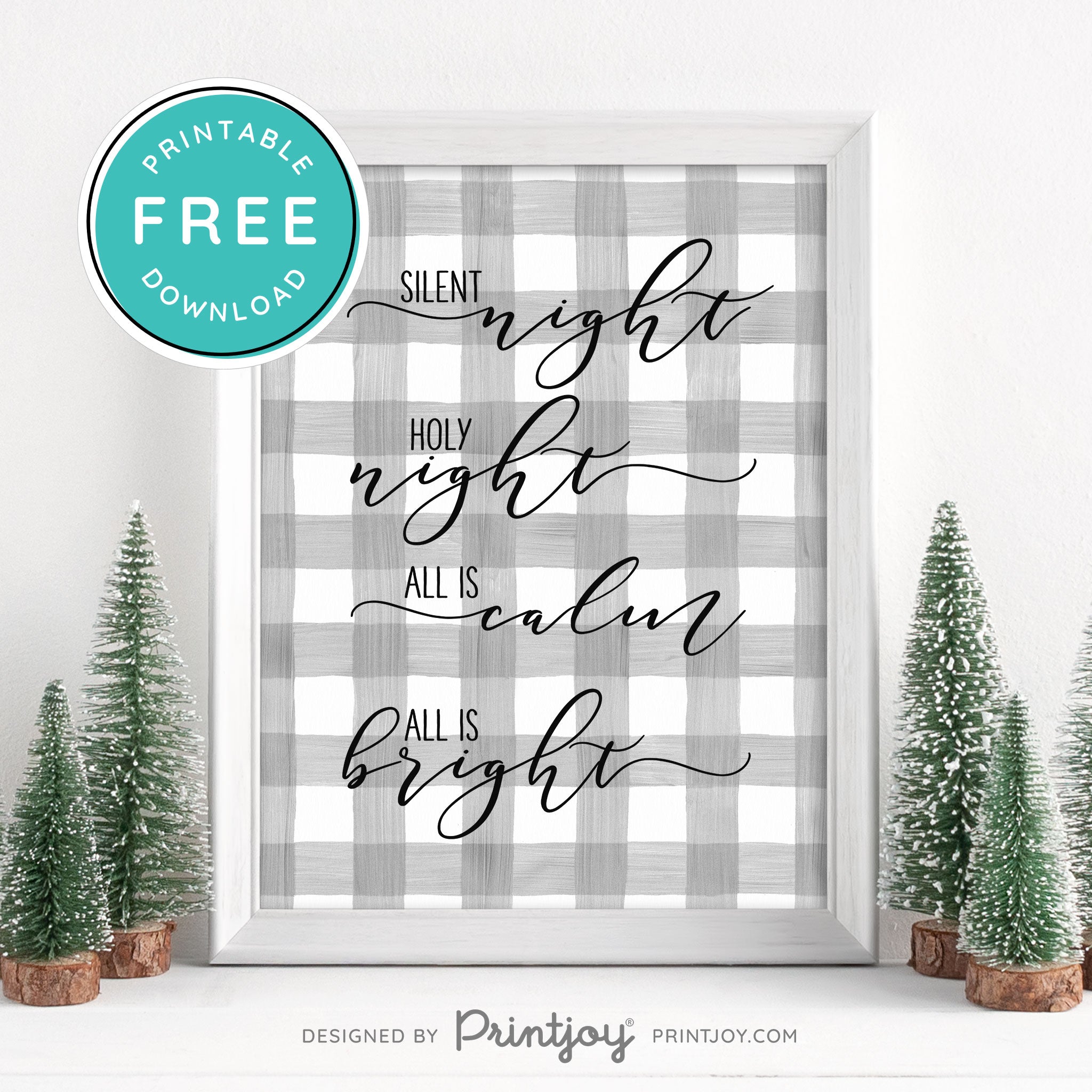 Free Printable Silent Night Holy Night Christmas Wall Art Decor Download - Printjoy