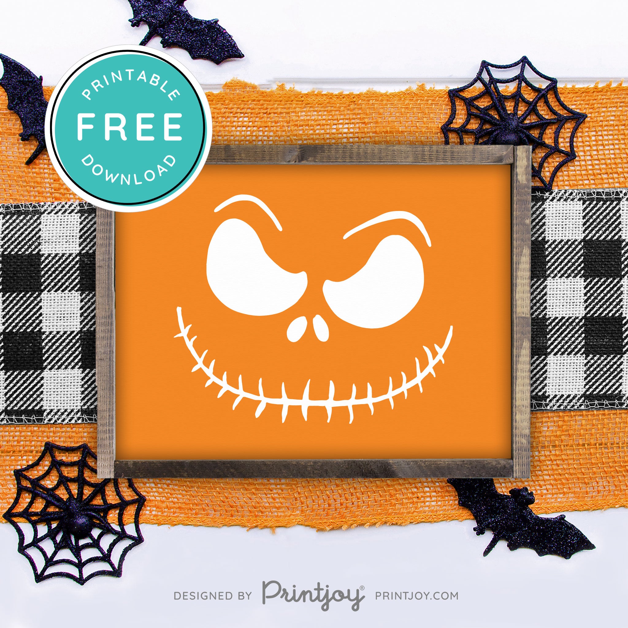 Free Printable Jack Pumpkin King Face Nightmare Halloween Wall Art Decor Download - Printjoy