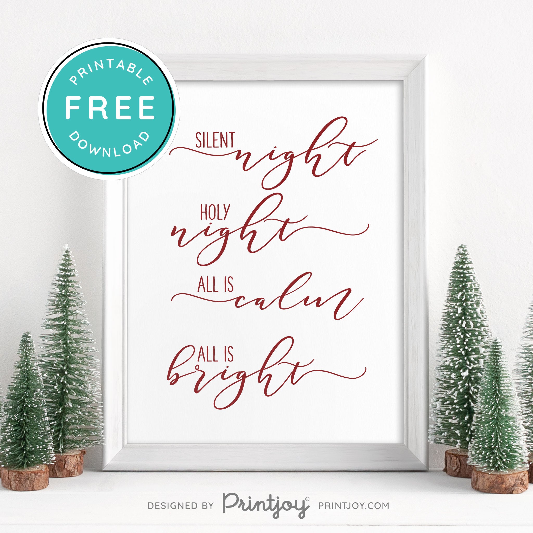 Free Printable Silent Night Holy Night Christmas Wall Art Decor Download - Printjoy