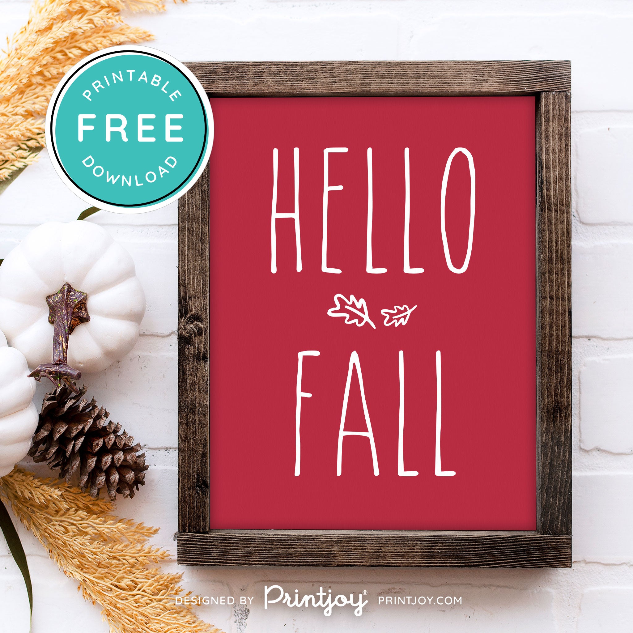 Free Printable Hello Fall Modern Farmhouse Autumn Wall Art Decor Download - Printjoy