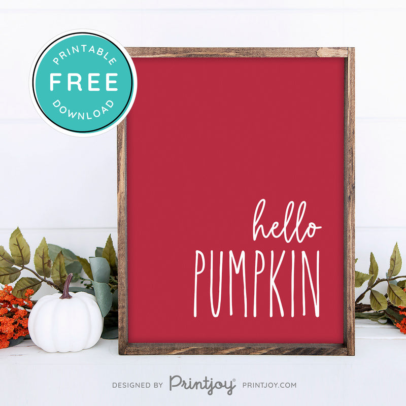 Free Printable Hello Pumpkin Modern Farmhouse Fall Wall Art Decor Download - Printjoy