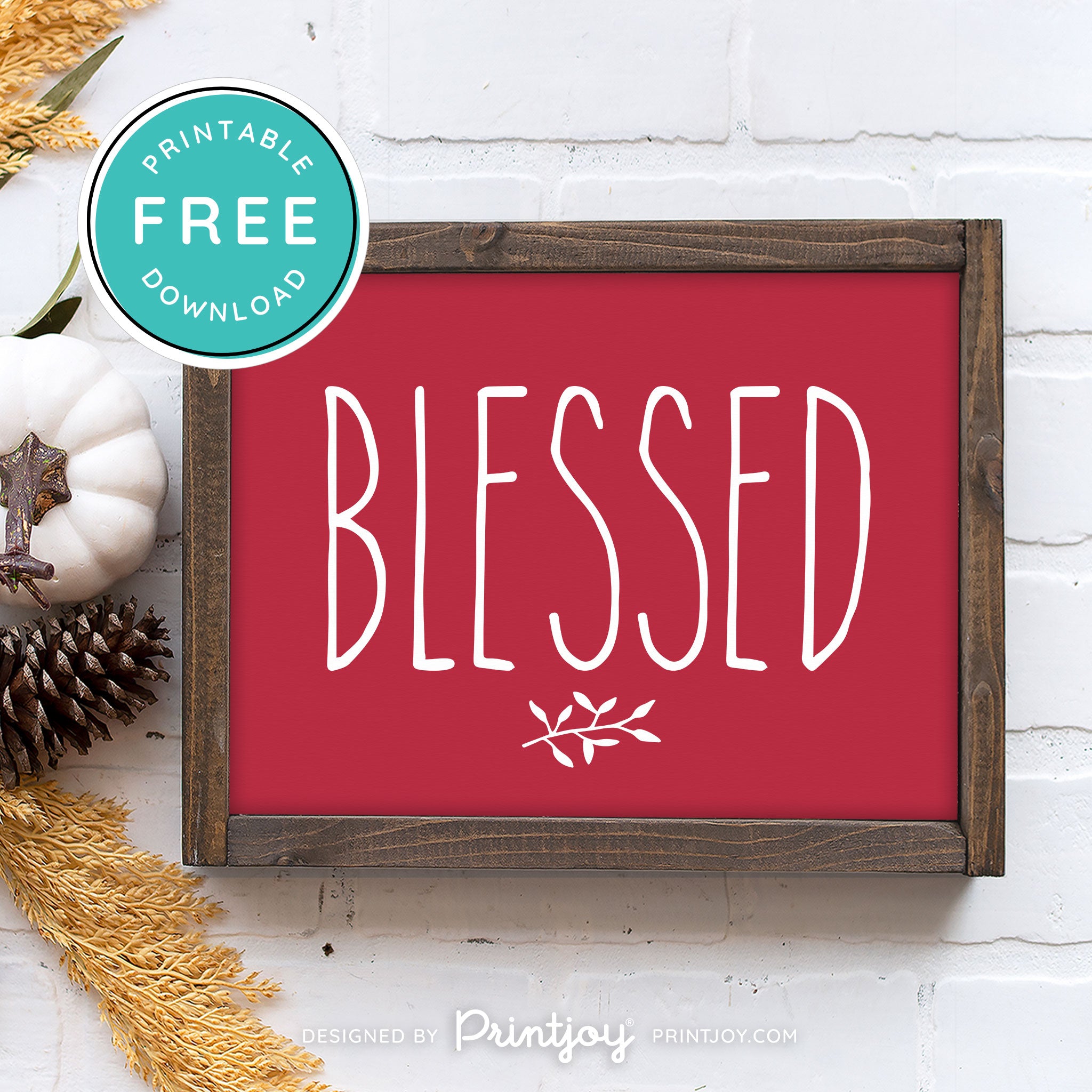 Free Printable Blessed Modern Farmhouse Fall Wall Art Decor Download - Printjoy