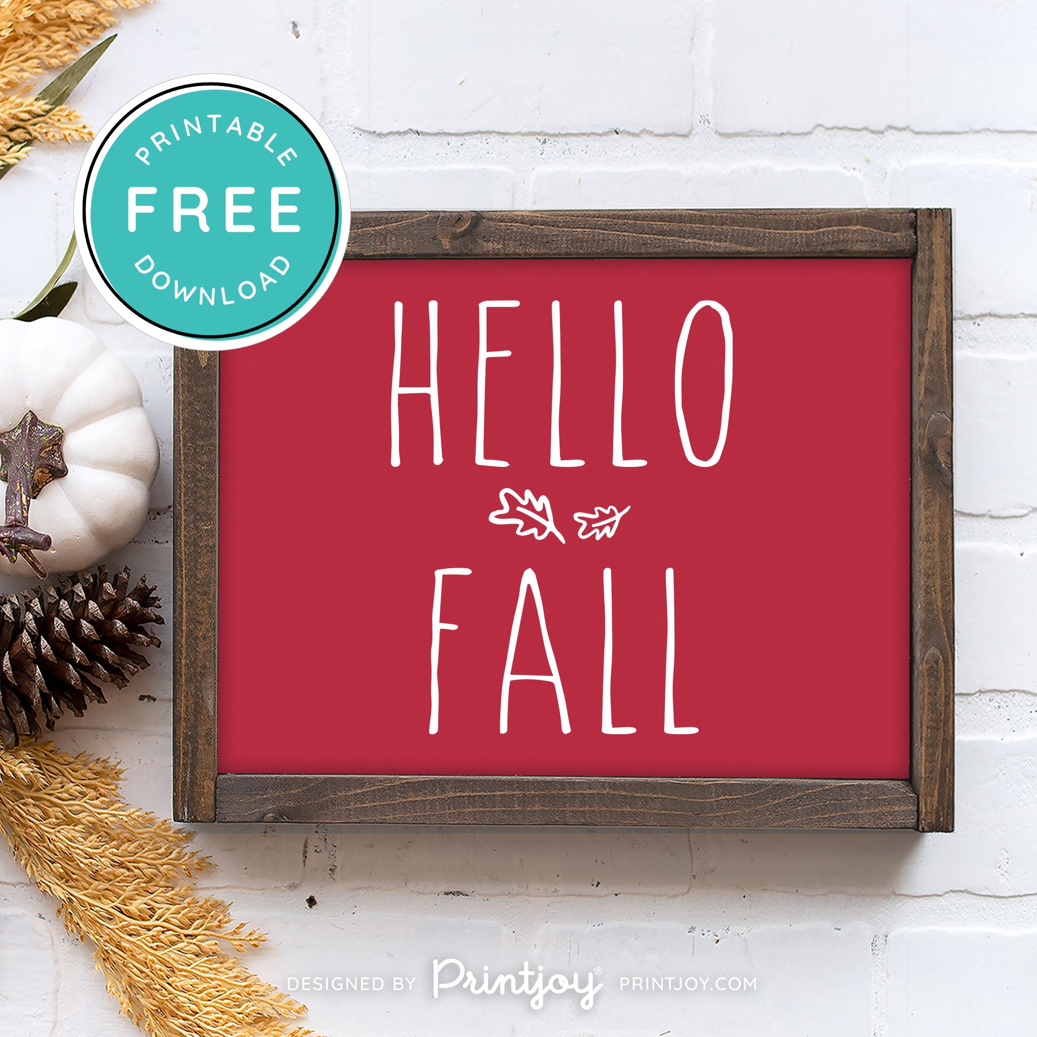 Free Printable Hello Fall Modern Farmhouse Autumn Wall Art Decor Download - Printjoy