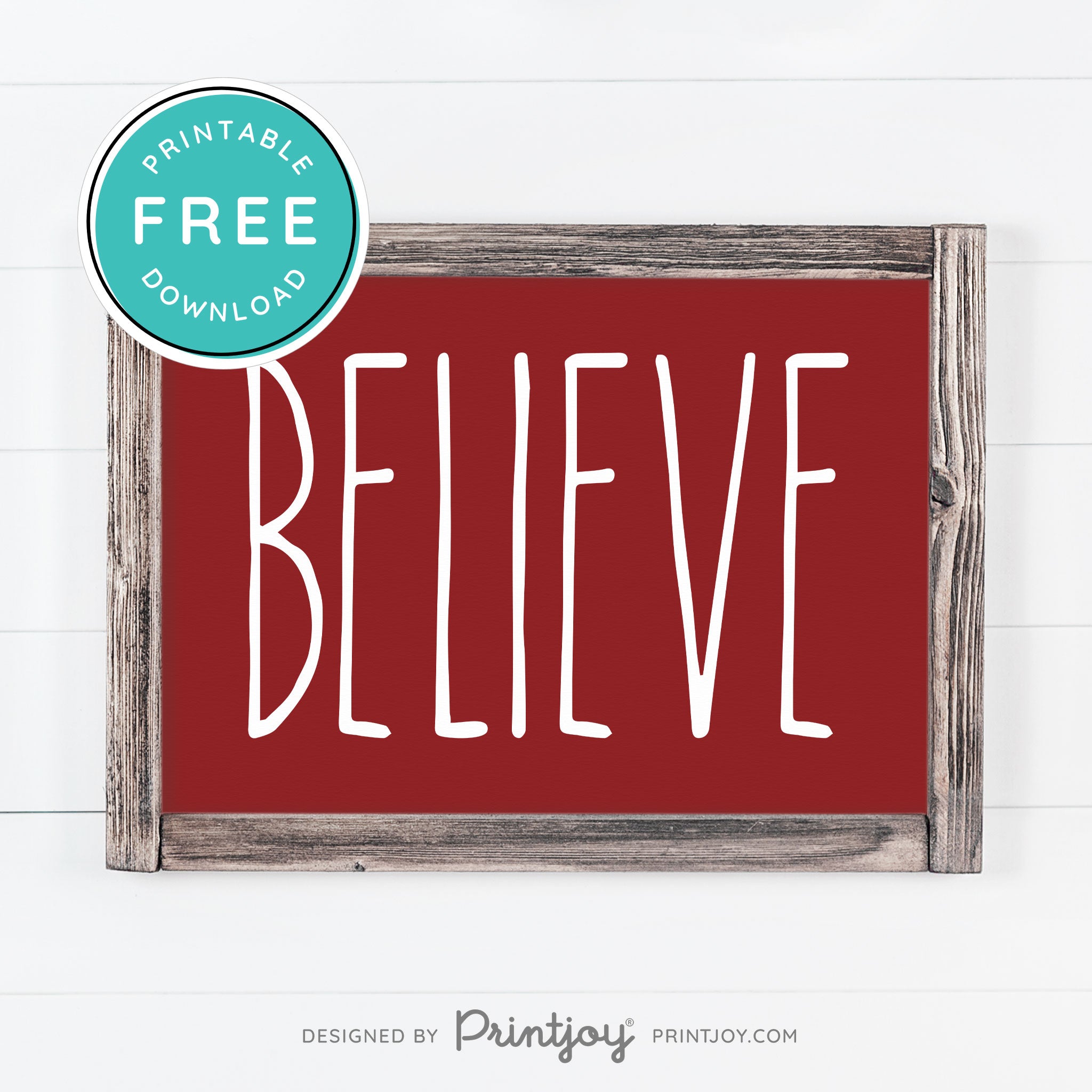 Free Printable Believe Farmhouse Christmas Winter Wall Art Decor Download - Printjoy