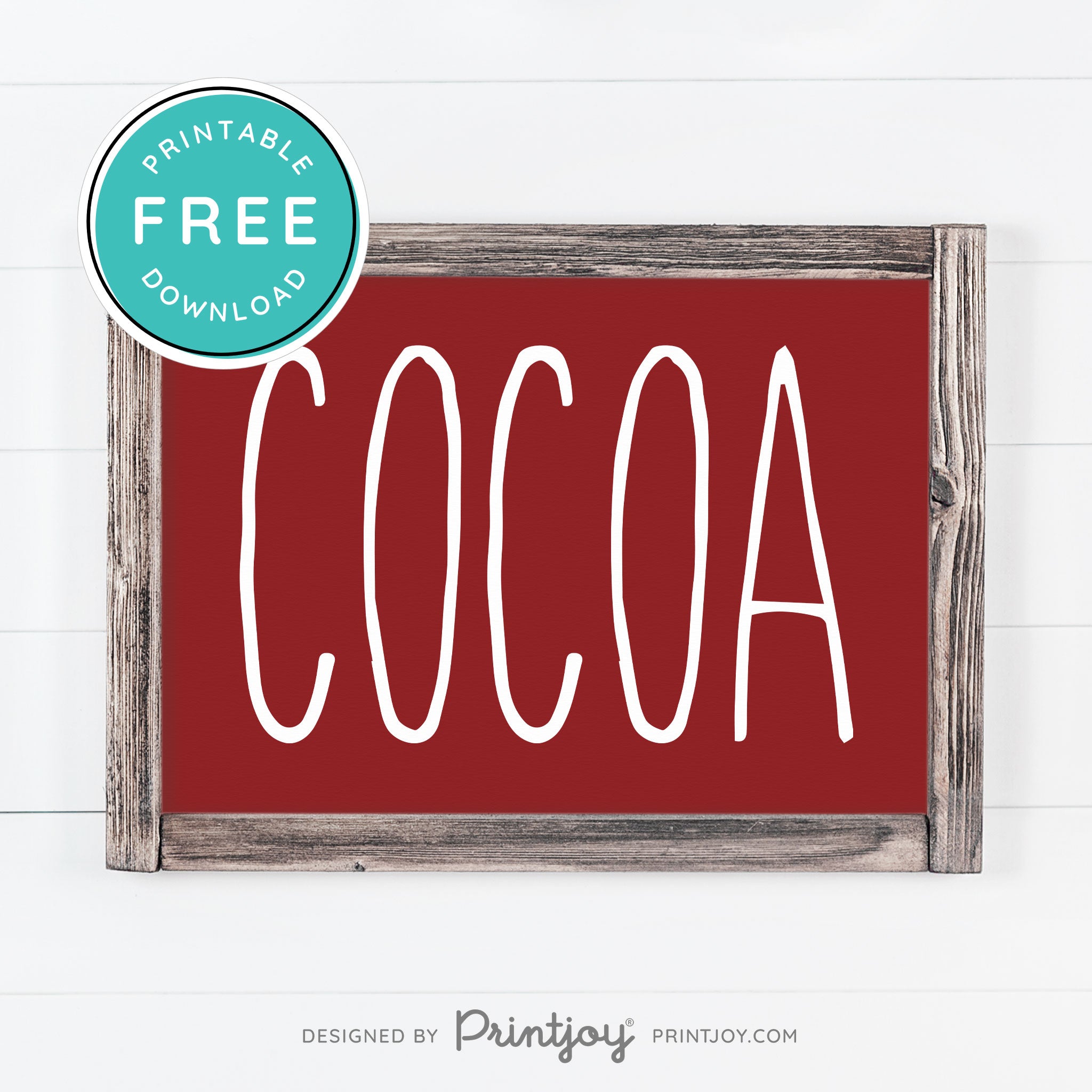 Free Printable Cocoa Farmhouse Christmas Winter Wall Art Decor Download - Printjoy