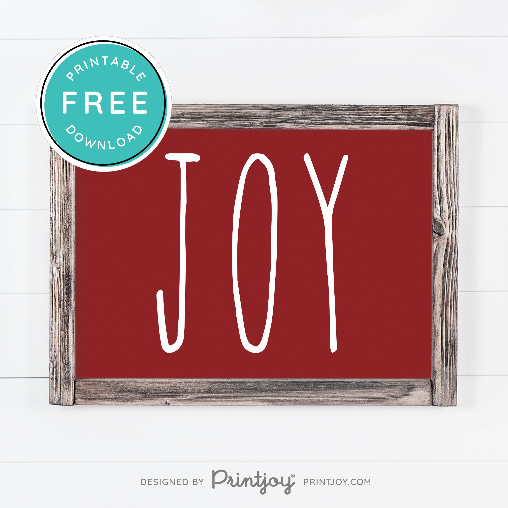 Free Printable Joy Farmhouse Sign Winter Wall Art Decor Download - Printjoy