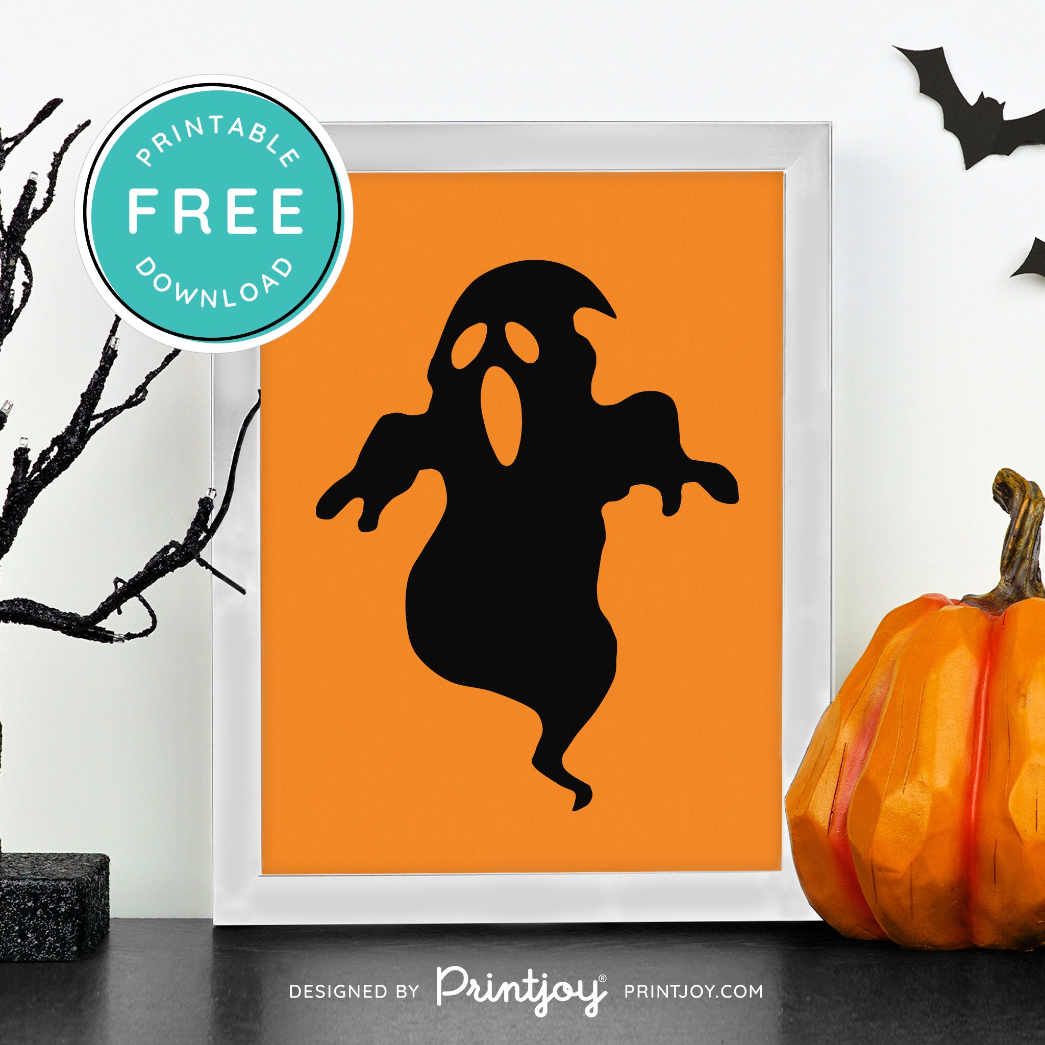 Free Printable Spooky Ghost Halloween Wall Art Decor Download - Printjoy