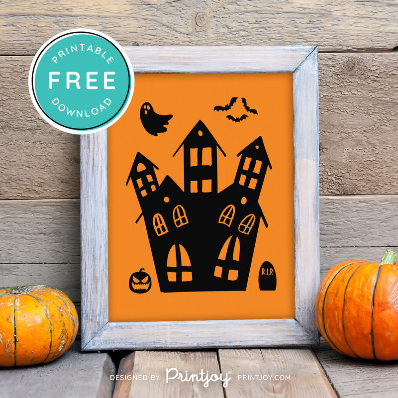 Free Printable Spooky Haunted House Halloween Wall Art Decor Download - Printjoy