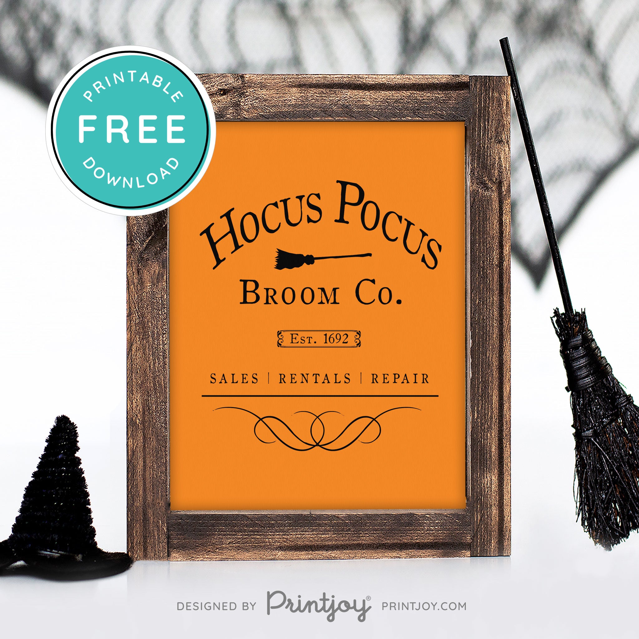 Free Printable Hocus Pocus Broom Co Halloween Wall Art Decor Download - Printjoy