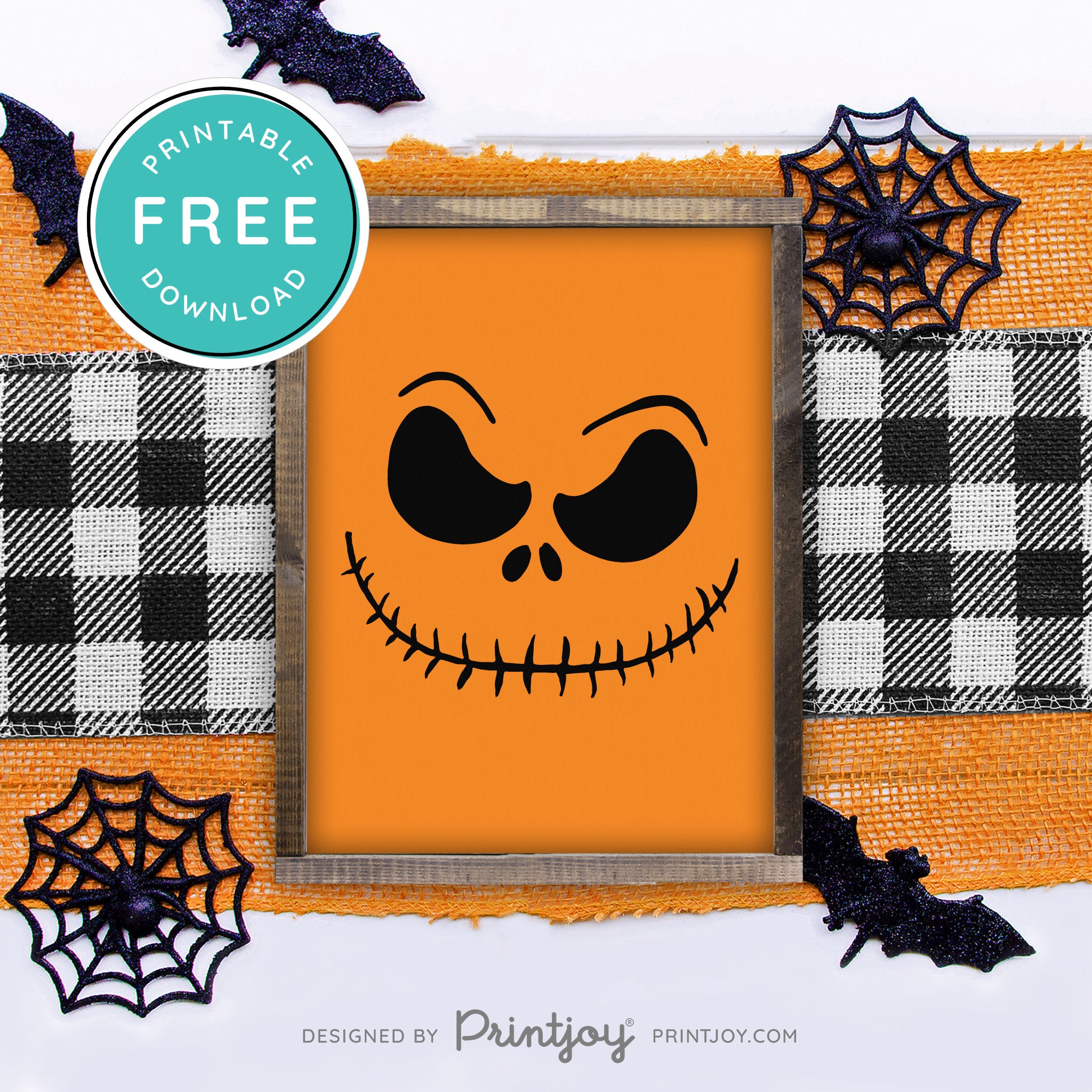 Free Printable Jack Pumpkin King Face Nightmare Halloween Wall Art Decor Download - Printjoy