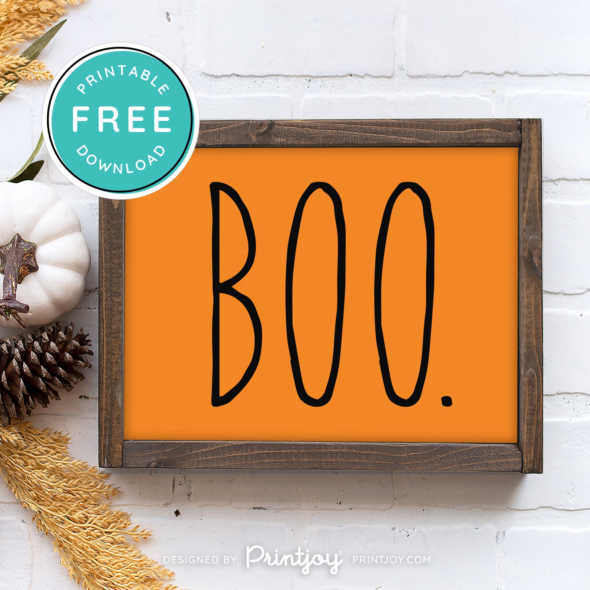 Free Printable Boo Modern Farmhouse Halloween Wall Art Decor Download - Printjoy