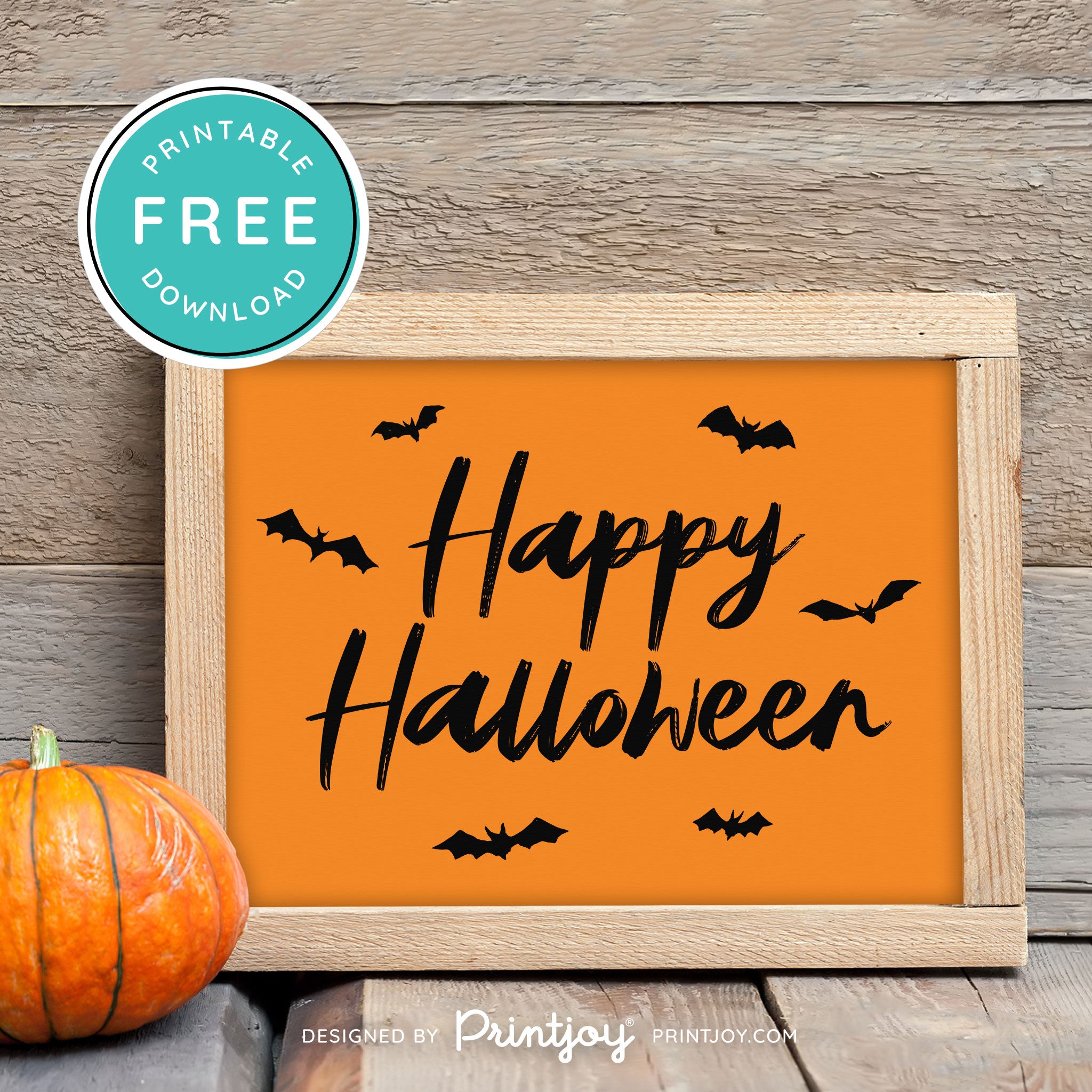 Free Printable Happy Halloween Bats Wall Art Decor Download - Printjoy