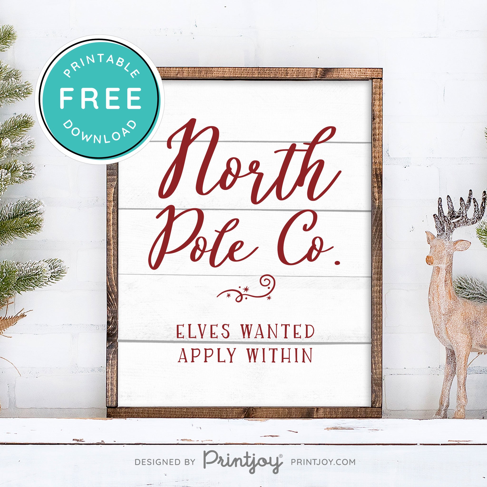 Free Printable North Pole Co Elves Wanted Christmas Wall Art Decor Download - Printjoy