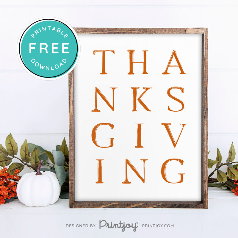 Free Printable Thanksgiving Letters Modern Farmhouse Fall Wall Art Decor Download - Printjoy