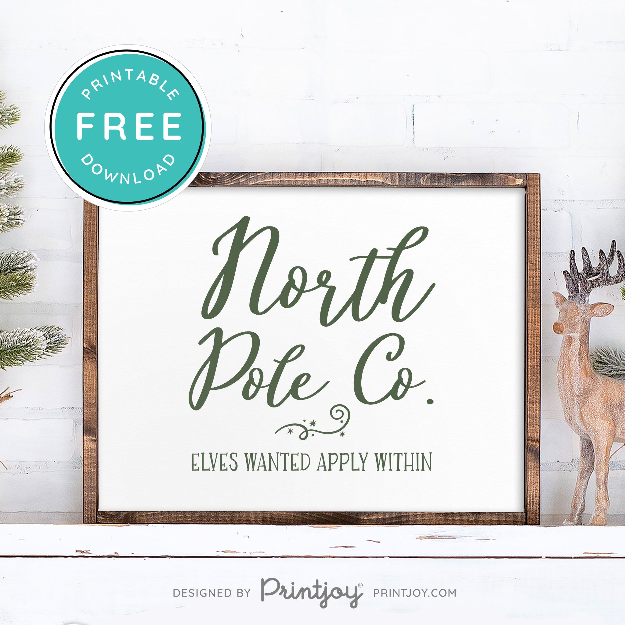 Free Printable North Pole Co Elves Wanted Christmas Wall Art Decor Download - Printjoy