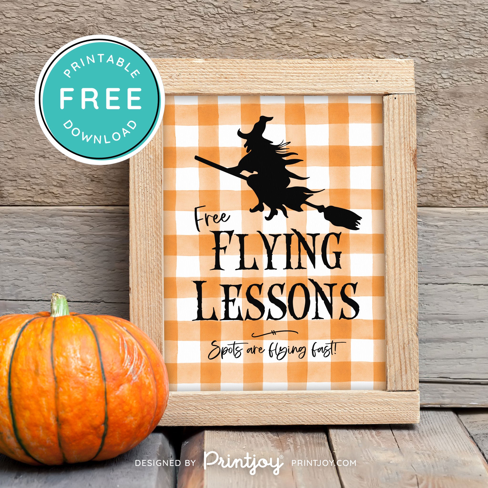 Free Printable Broom Flying Lessons Witch Halloween Wall Art Decor Download - Printjoy