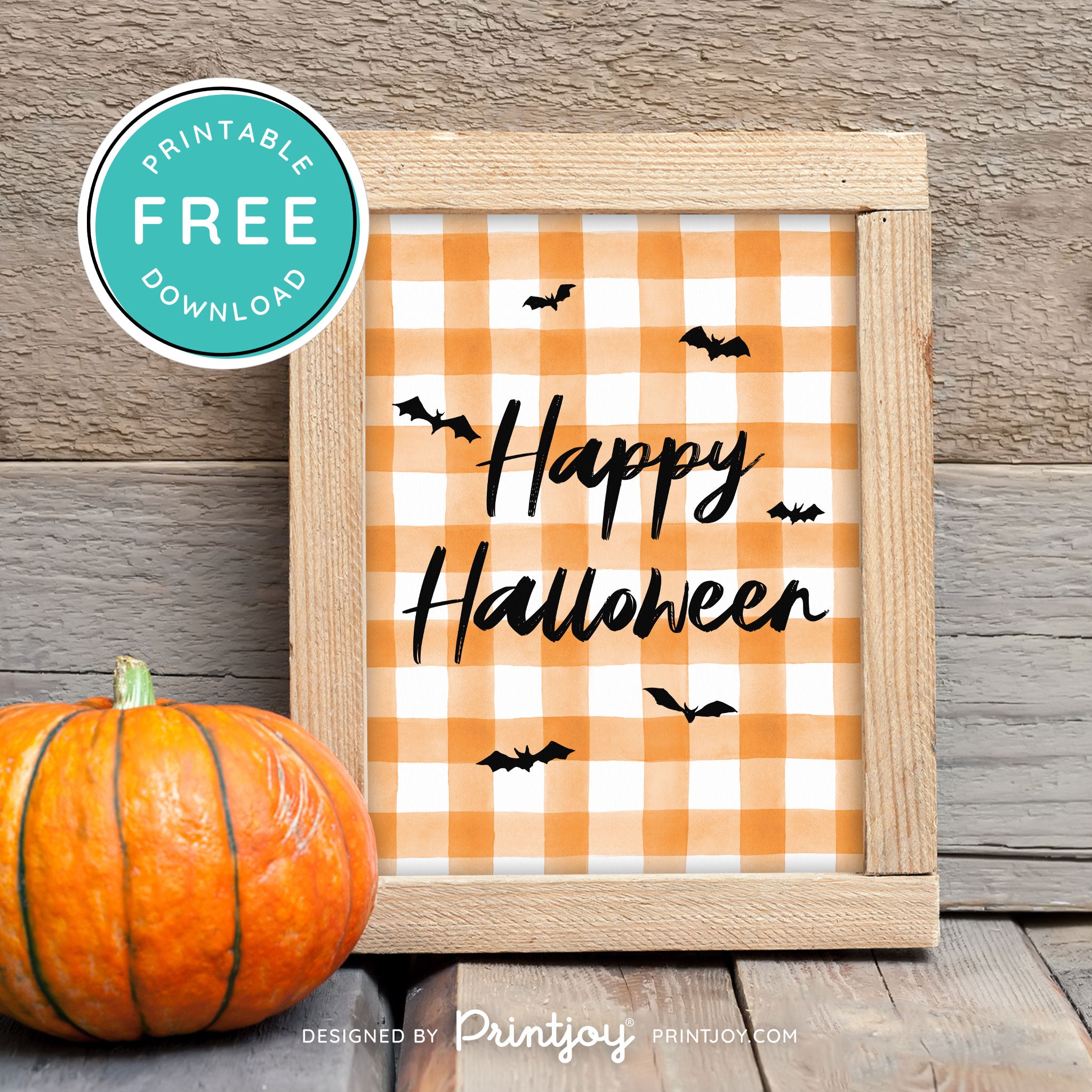 Free Printable Happy Halloween Bats Wall Art Decor Download - Printjoy