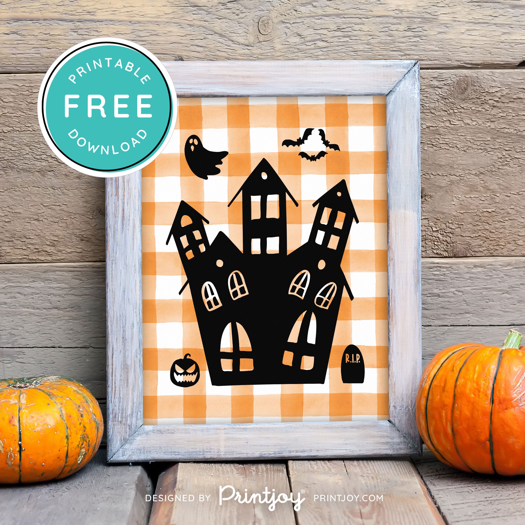 Free Printable Spooky Haunted House Halloween Wall Art Decor Download - Printjoy