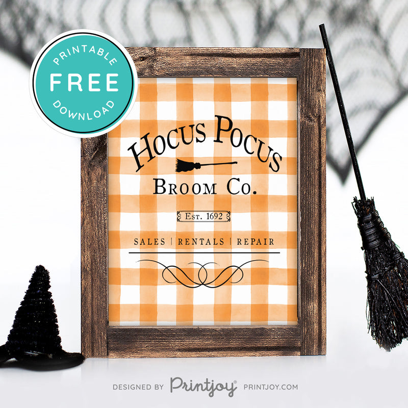 Free Printable Hocus Pocus Broom Co Halloween Wall Art Decor Download - Printjoy